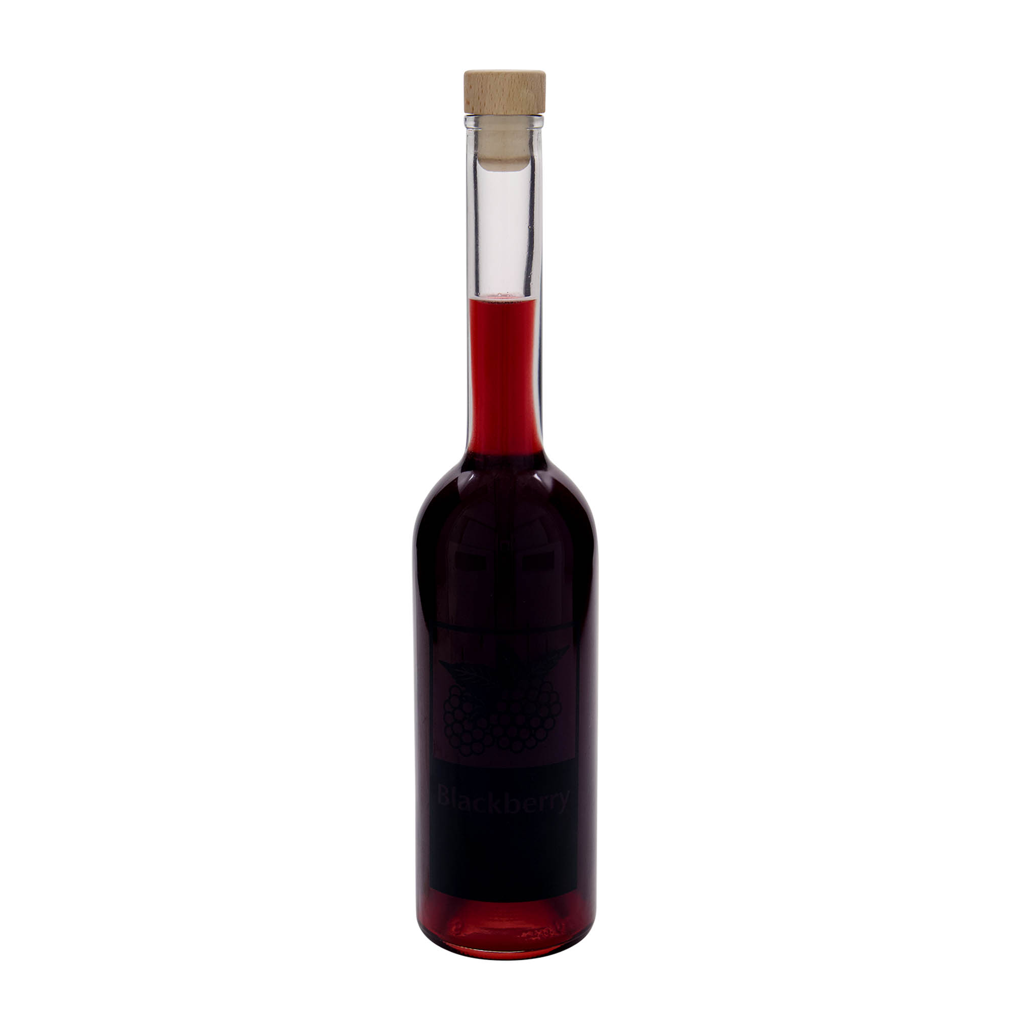 500 ml Glasflasche 'Opera', Motiv: Blackberry, Mündung: Kork