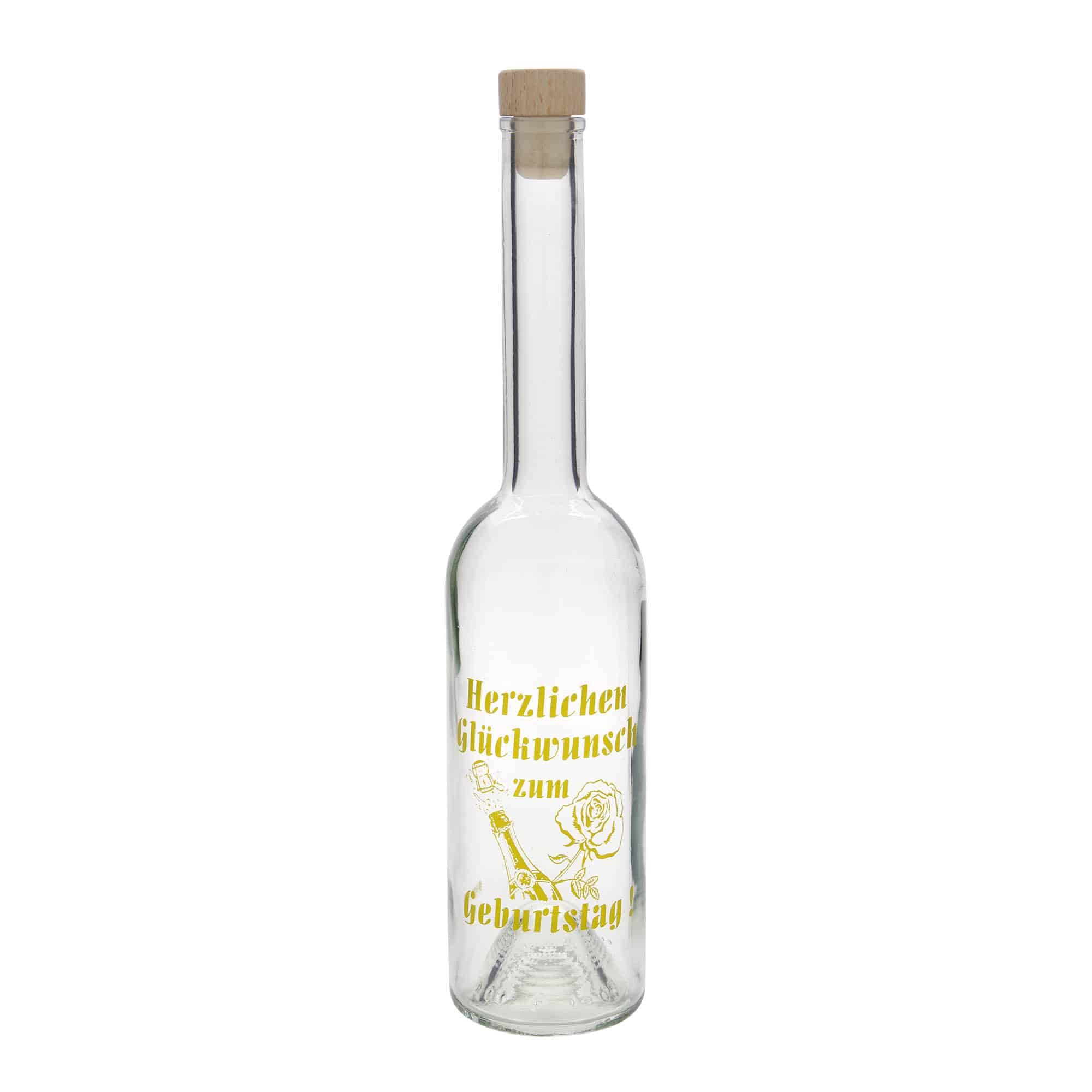 500 ml Glasflasche „Opera“, Motiv: Geburtstagsflasche, Mündung: Kork