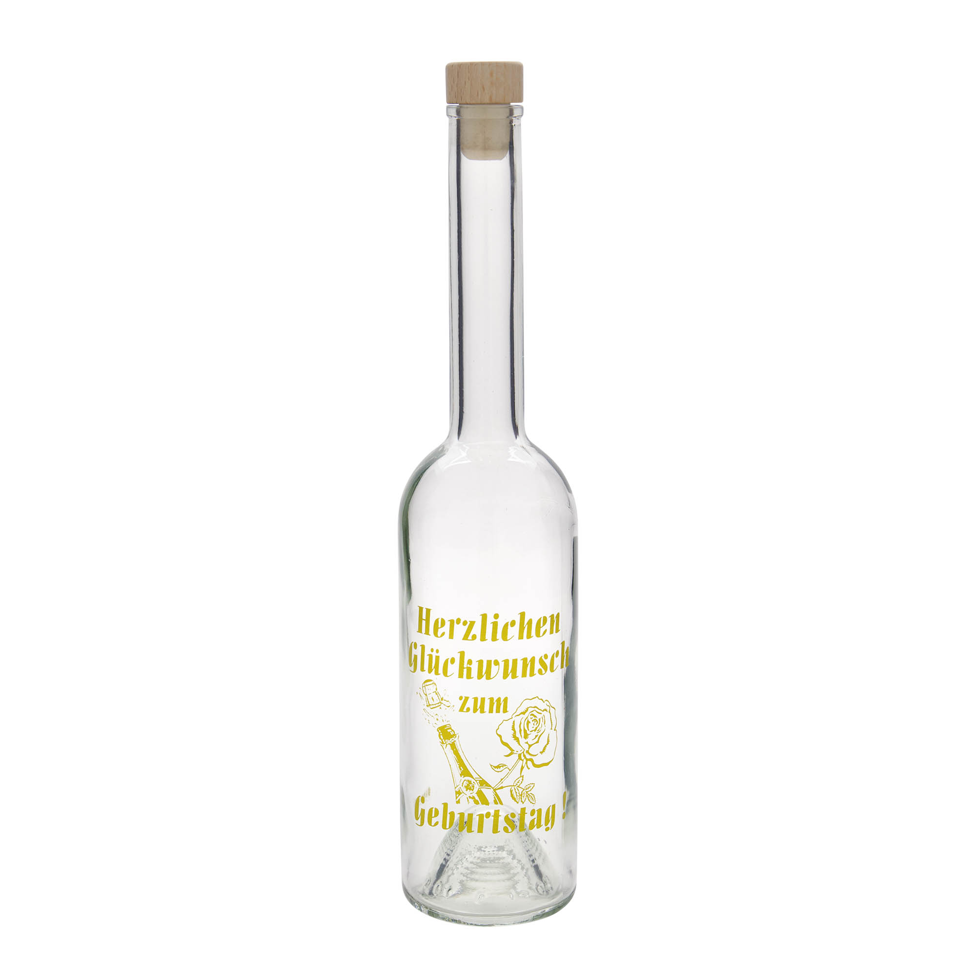 500 ml Glasflasche „Opera“, Motiv: Geburtstagsflasche, Mündung: Kork