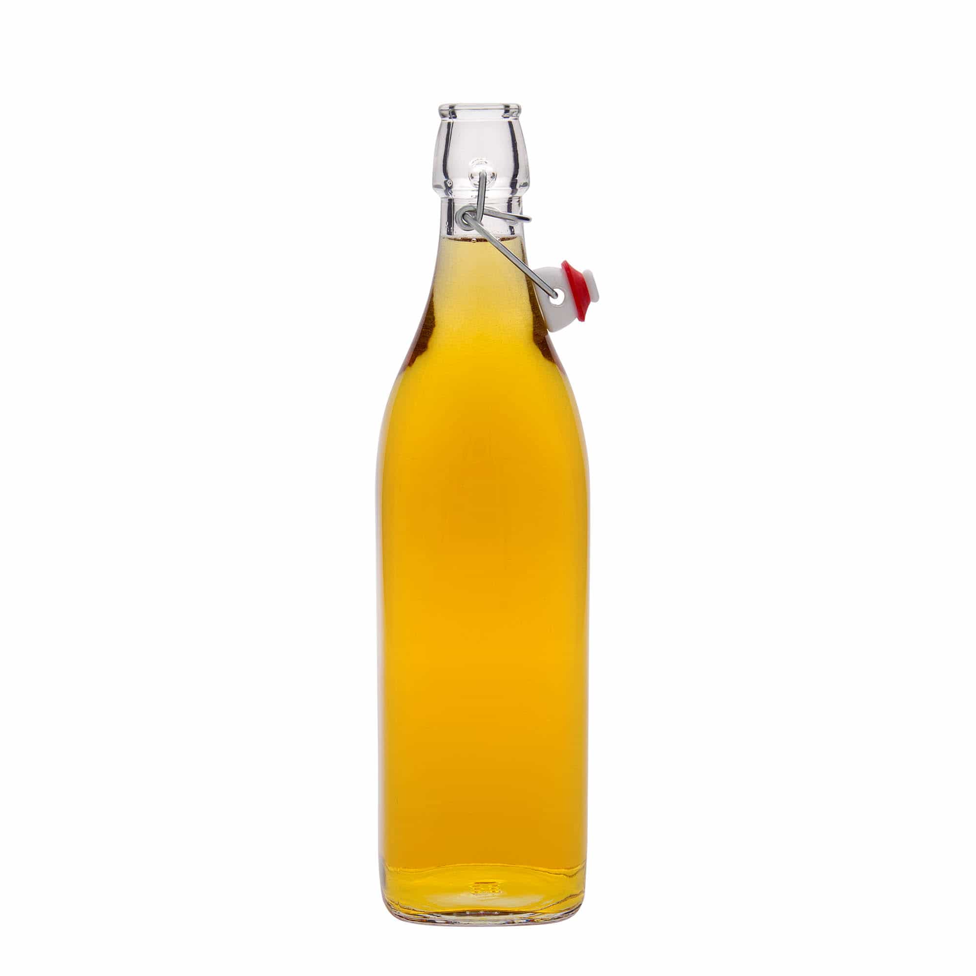 1.000 ml Glasflasche 'Swing, quadratisch, Mündung: Bügelverschluss