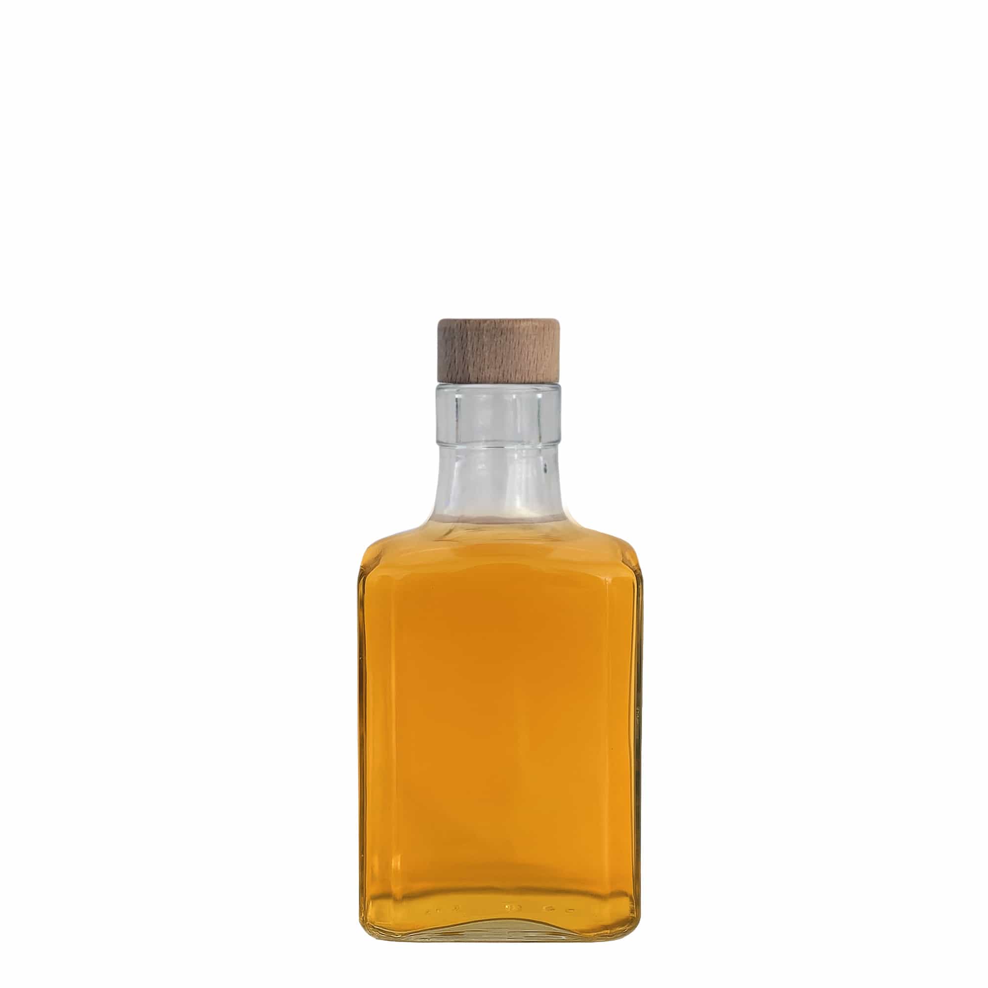 250 ml Glasflasche „Decanter Quadro Oberband“, quadratisch, Mündung: Kork