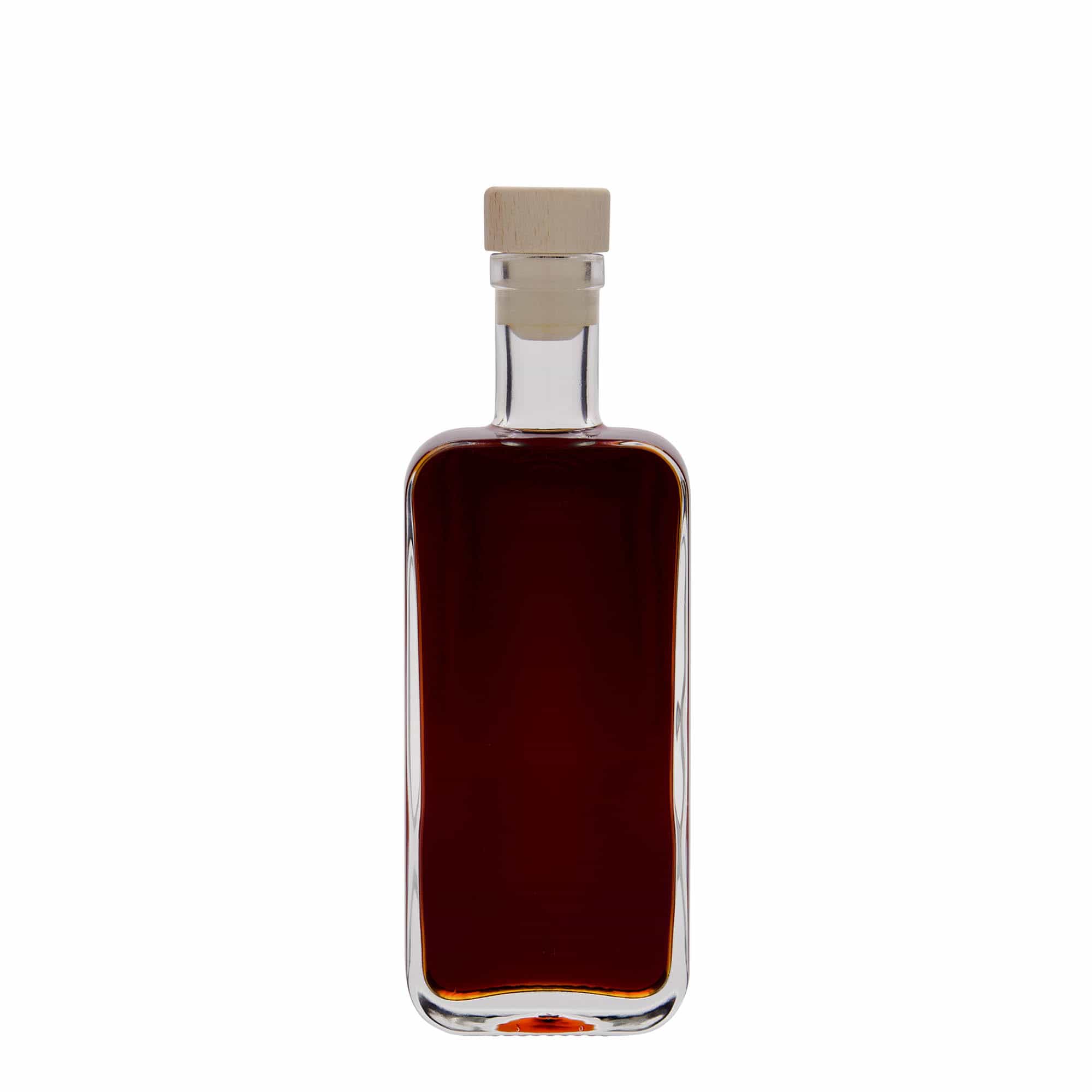200 ml Glasflasche 'Nice', rechteckig, Mündung: Kork