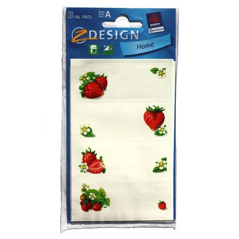 Zweckform Etiketten 'Erdbeeren', rechteckig, Papier, mehrfarbig