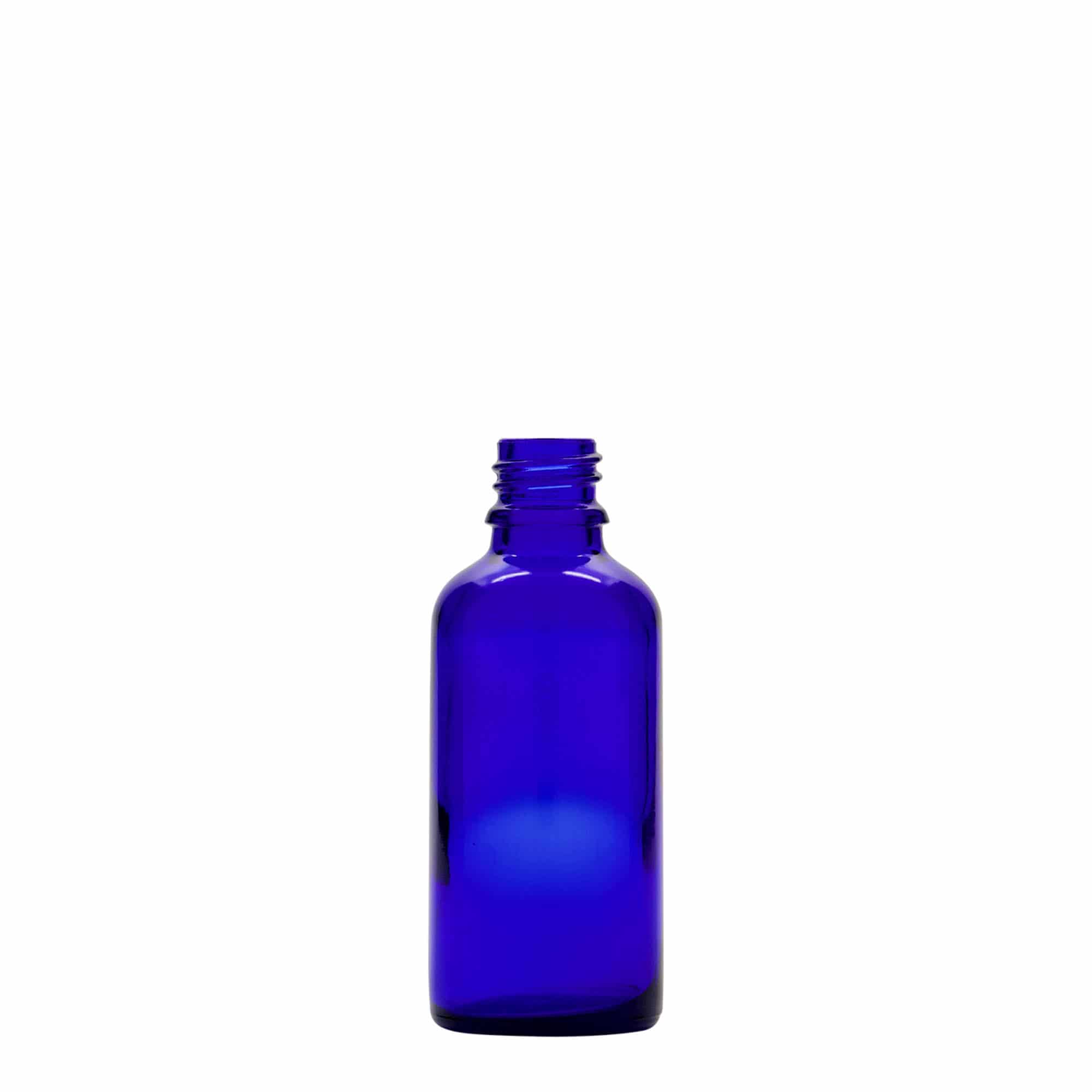 50 ml Pipettenflasche Medizin, Glas, royalblau-rot, Mündung: DIN 18 50 ml Pipettenflasche Medizin, Glas, royalblau-rot, Mündung: DIN 18