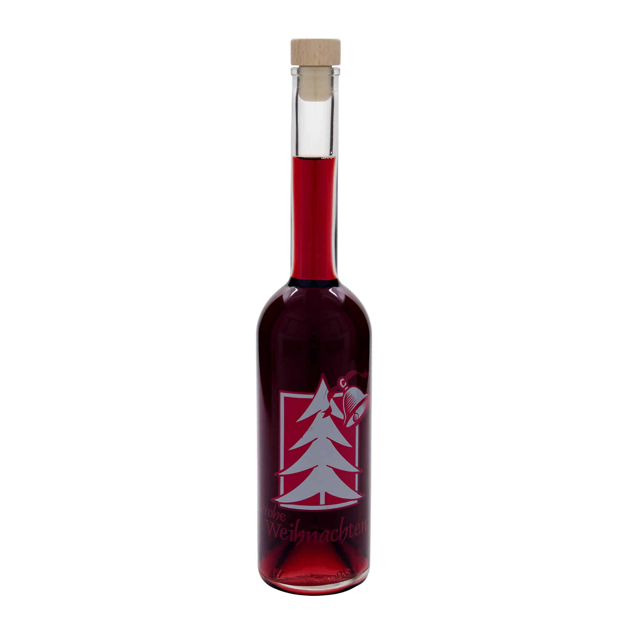 500 ml Glasflasche 'Opera', Motiv: Weihnachtsgruß, Mündung: Kork