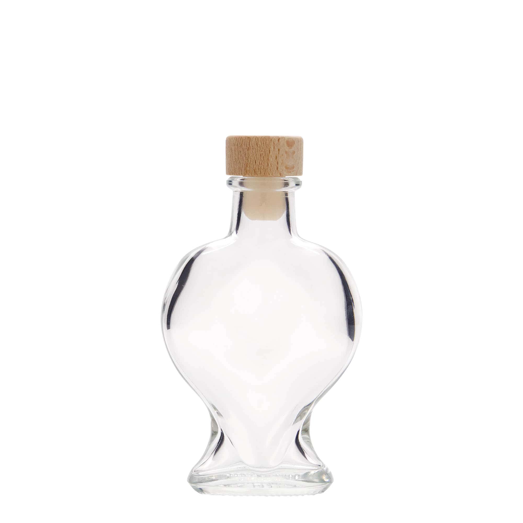 100 ml Glasflasche „Herz“, Mündung: Kork