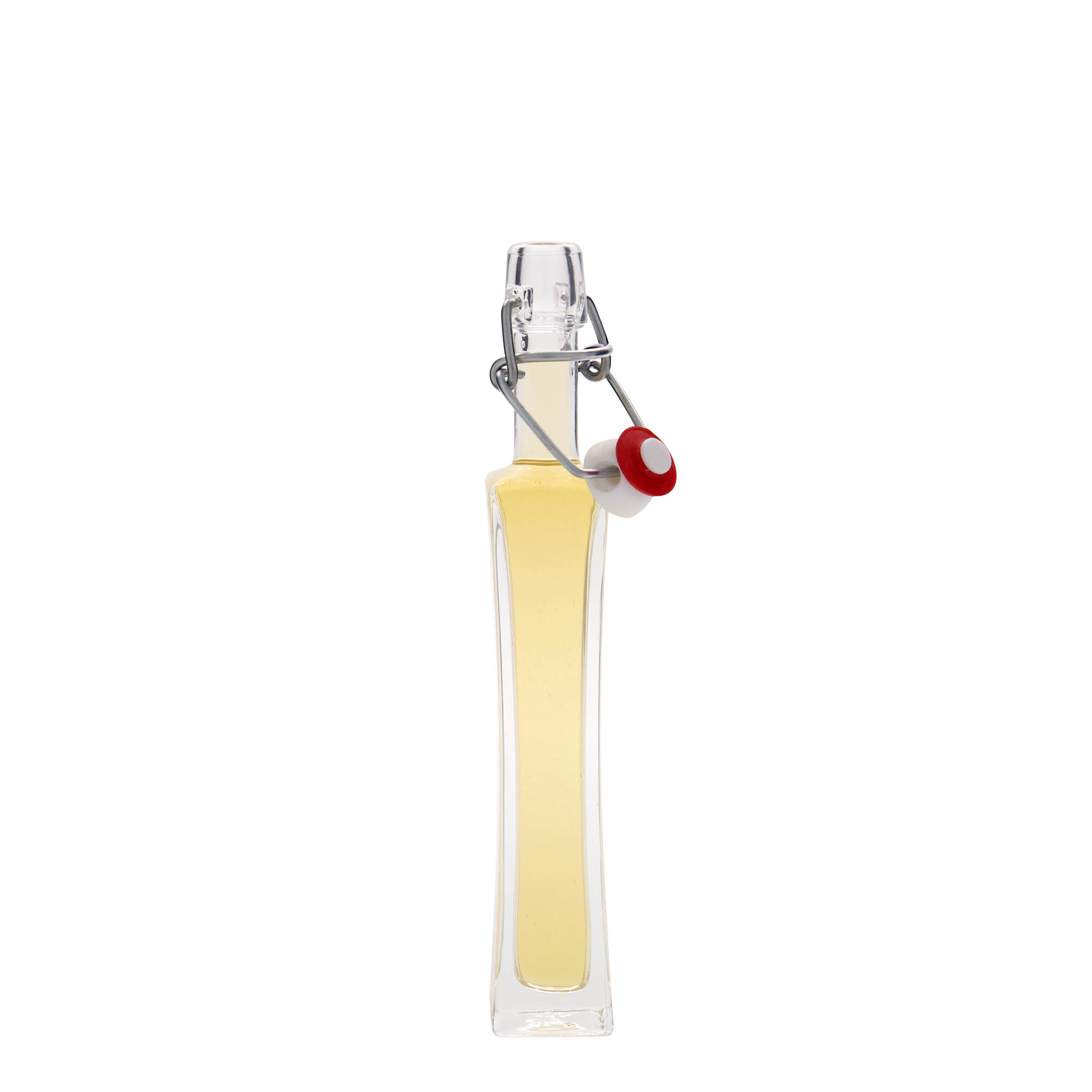 40 ml Glasflasche 'Koko', quadratisch, Mündung: Bügelverschluss 40 ml Glasflasche 'Koko', quadratisch, Mündung: Bügelverschluss