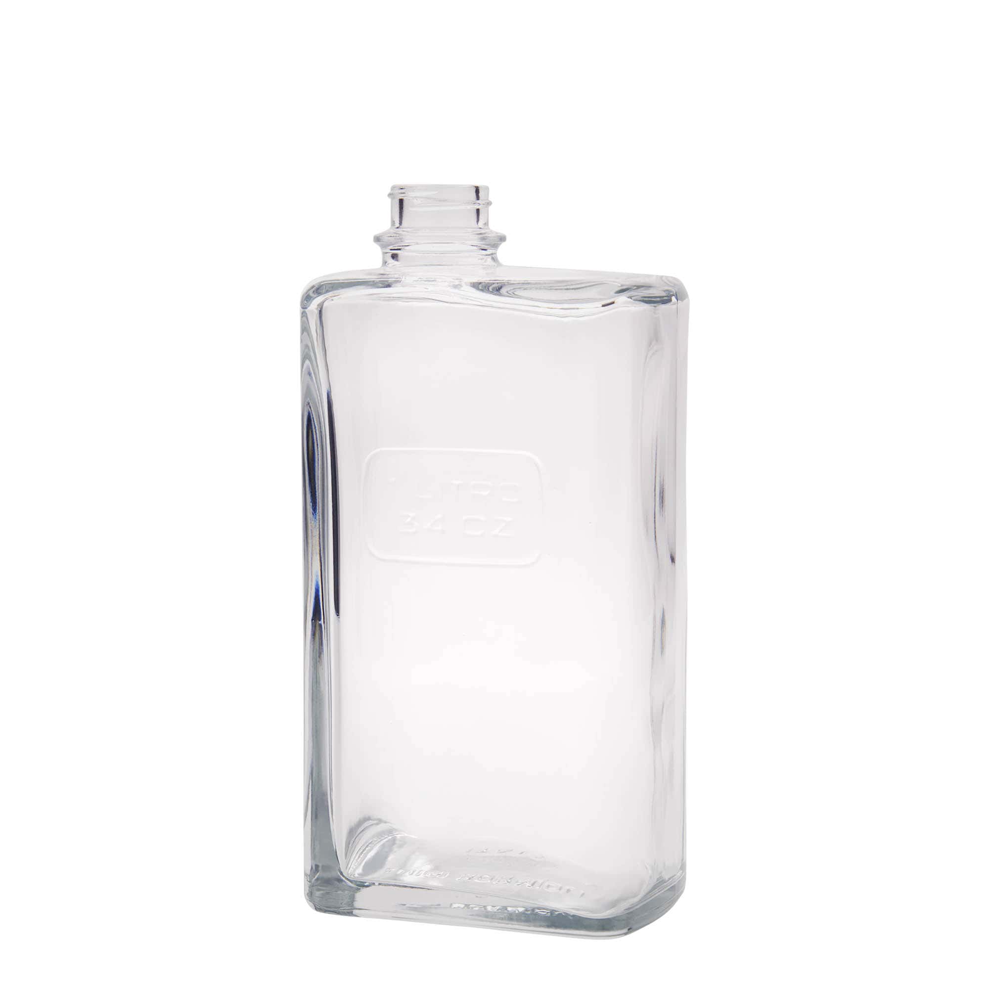 1.000 ml Glasflasche 'Optima Lattina', rechteckig, Mündung: Schraubverschluss