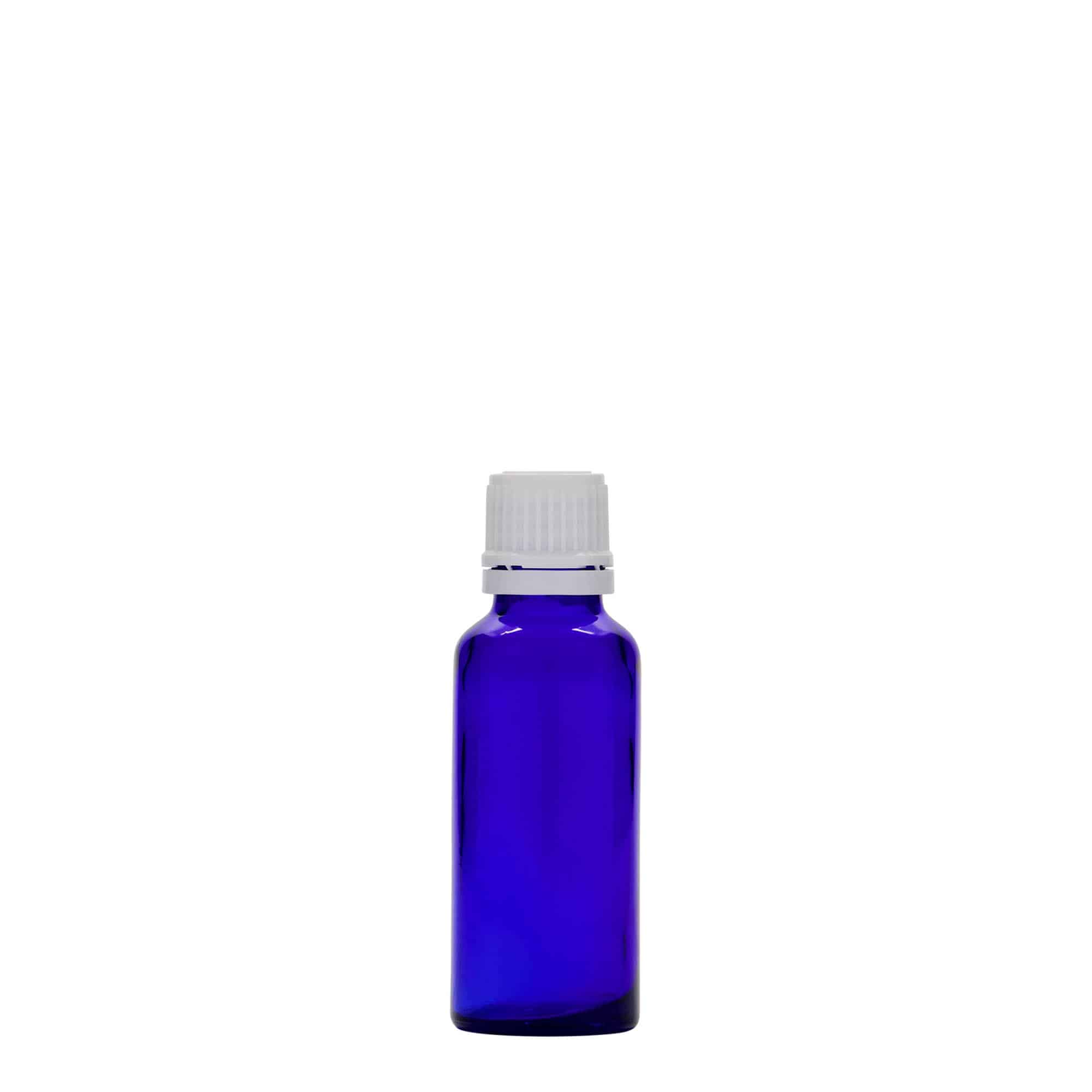 30 ml Medizinflasche, Glas, royalblau, Mündung: DIN 18