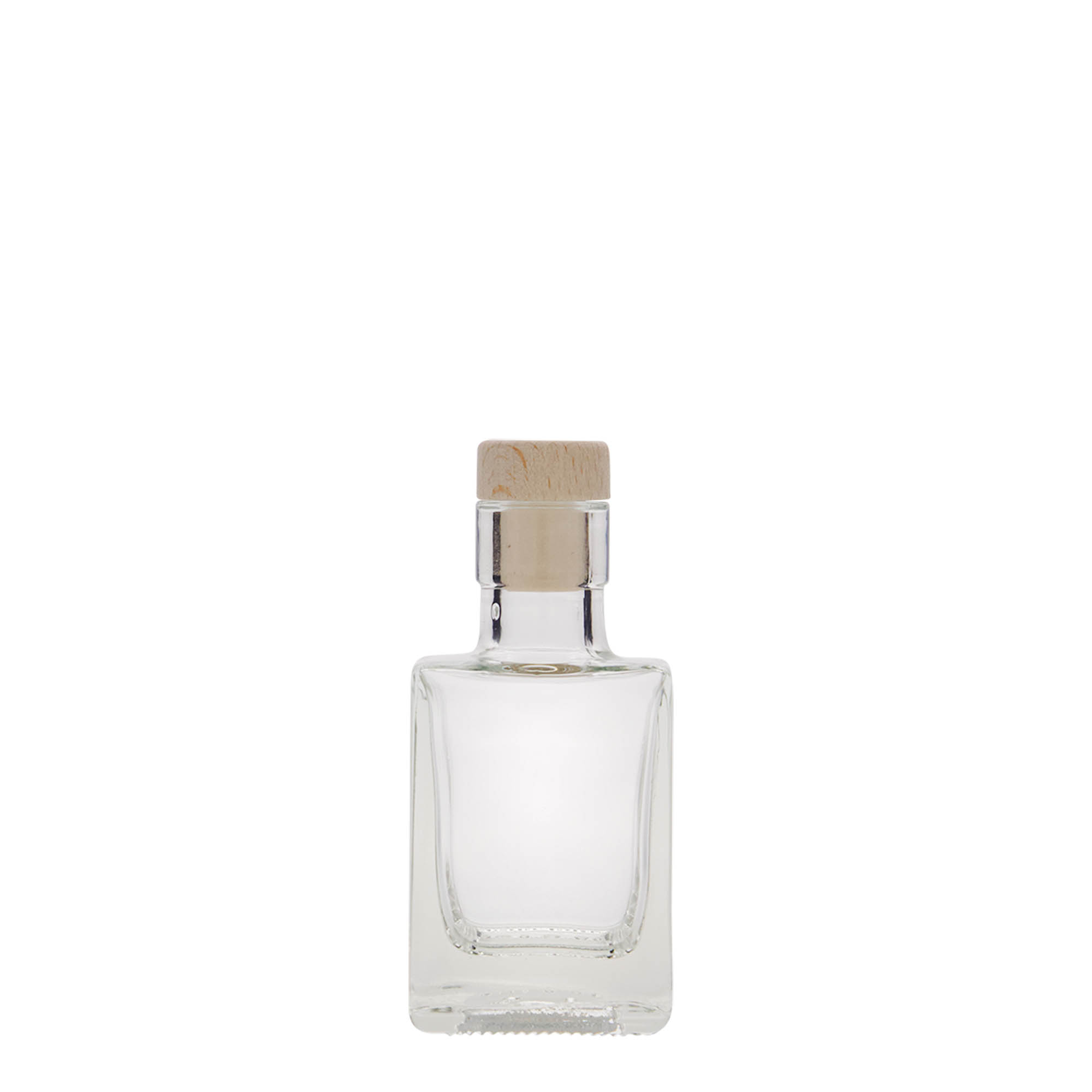 50 ml Glasflasche 'Cube', quadratisch, Mündung: Kork 50 ml Glasflasche 'Cube', quadratisch, Mündung: Kork