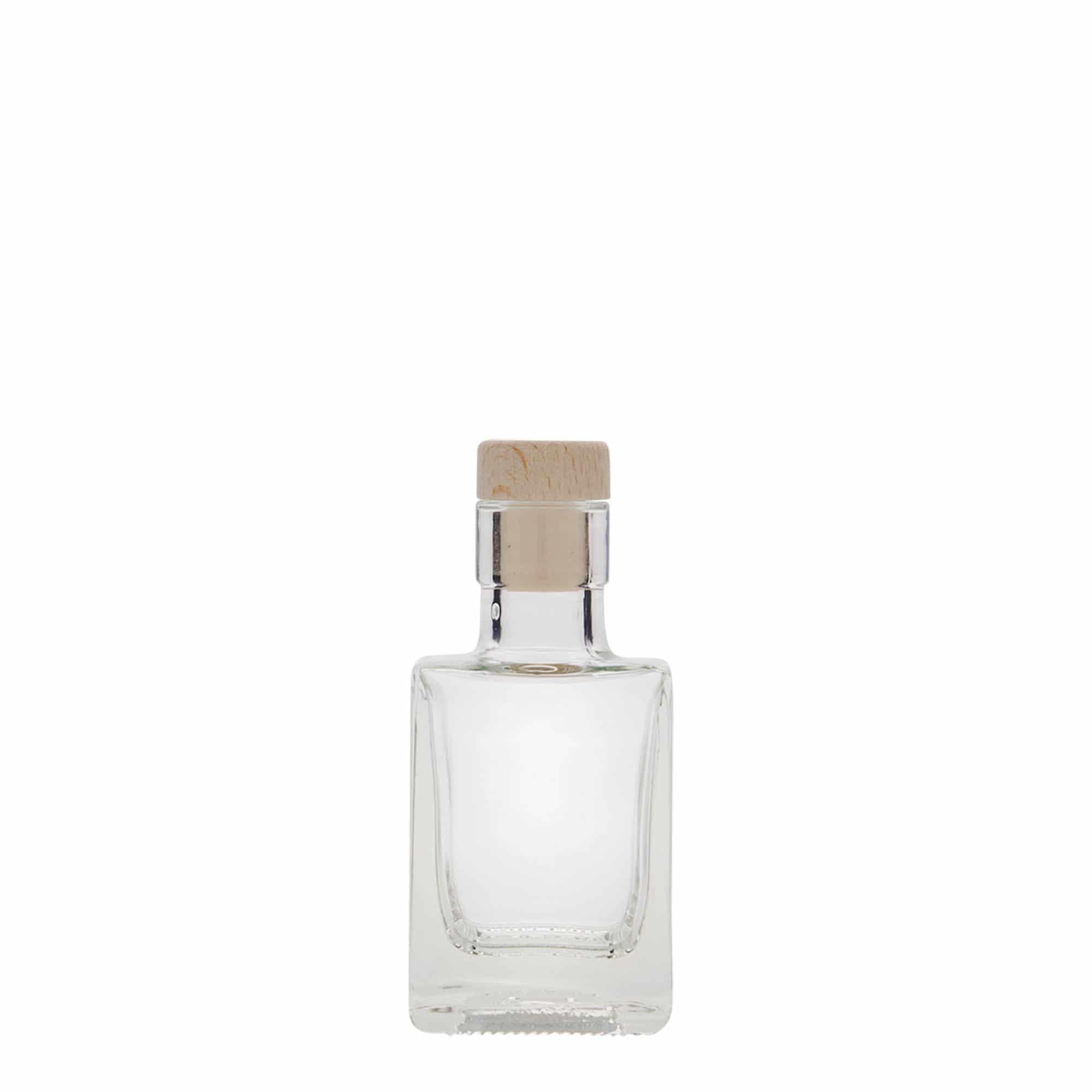 50 ml Glasflasche „Cube“, quadratisch, Mündung: Kork
