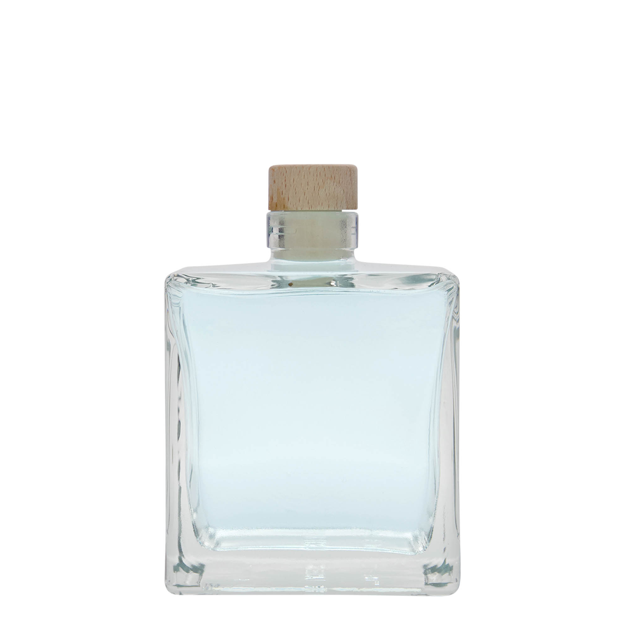 500 ml Glasflasche 'Cube', quadratisch, Mündung: Kork