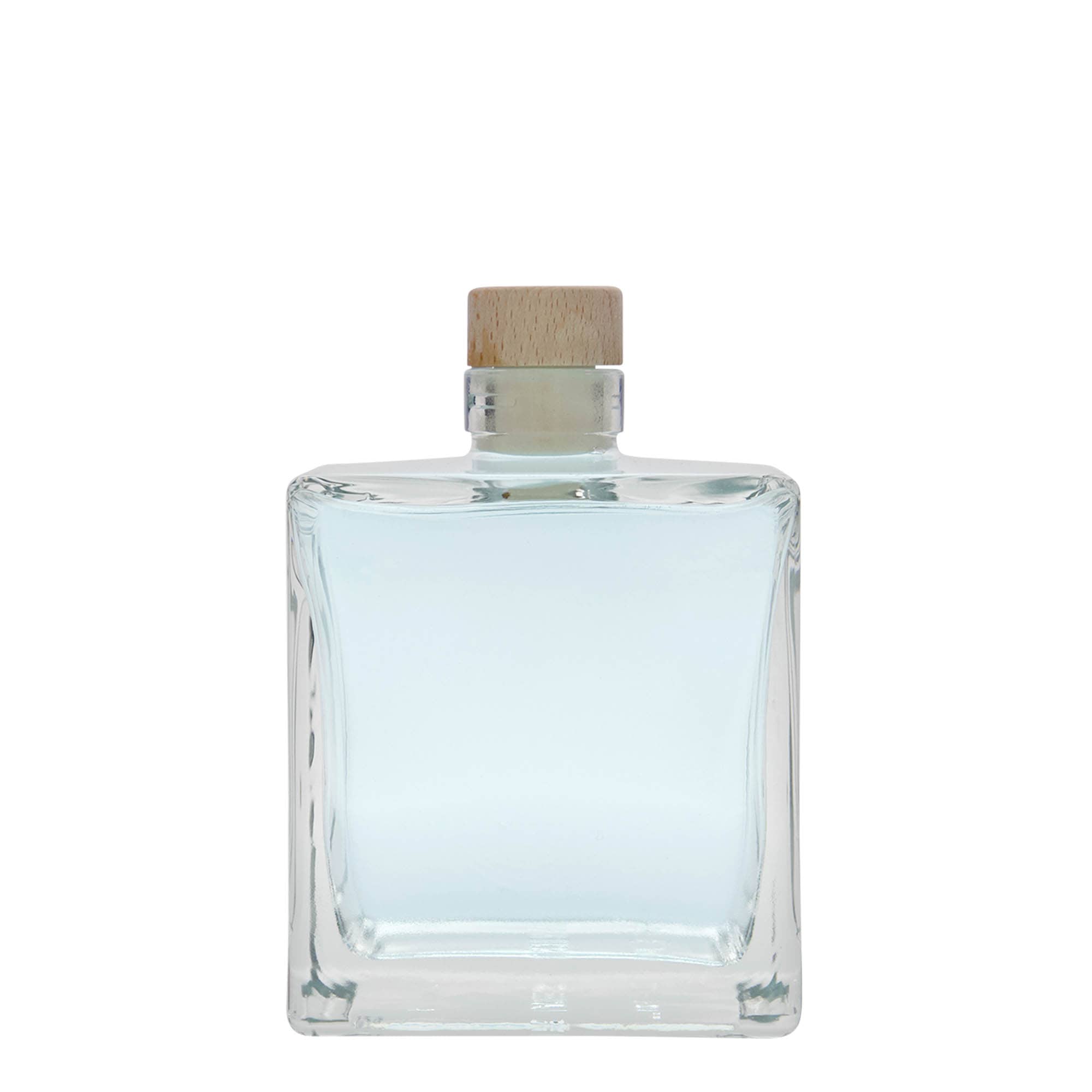 500 ml Glasflasche 'Cube', quadratisch, Mündung: Kork 500 ml Glasflasche 'Cube', quadratisch, Mündung: Kork