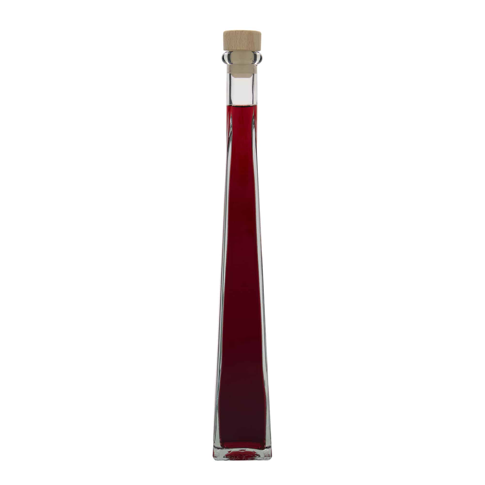 200 ml Glasflasche „Dama Quadrato“, quadratisch, Mündung: Kork