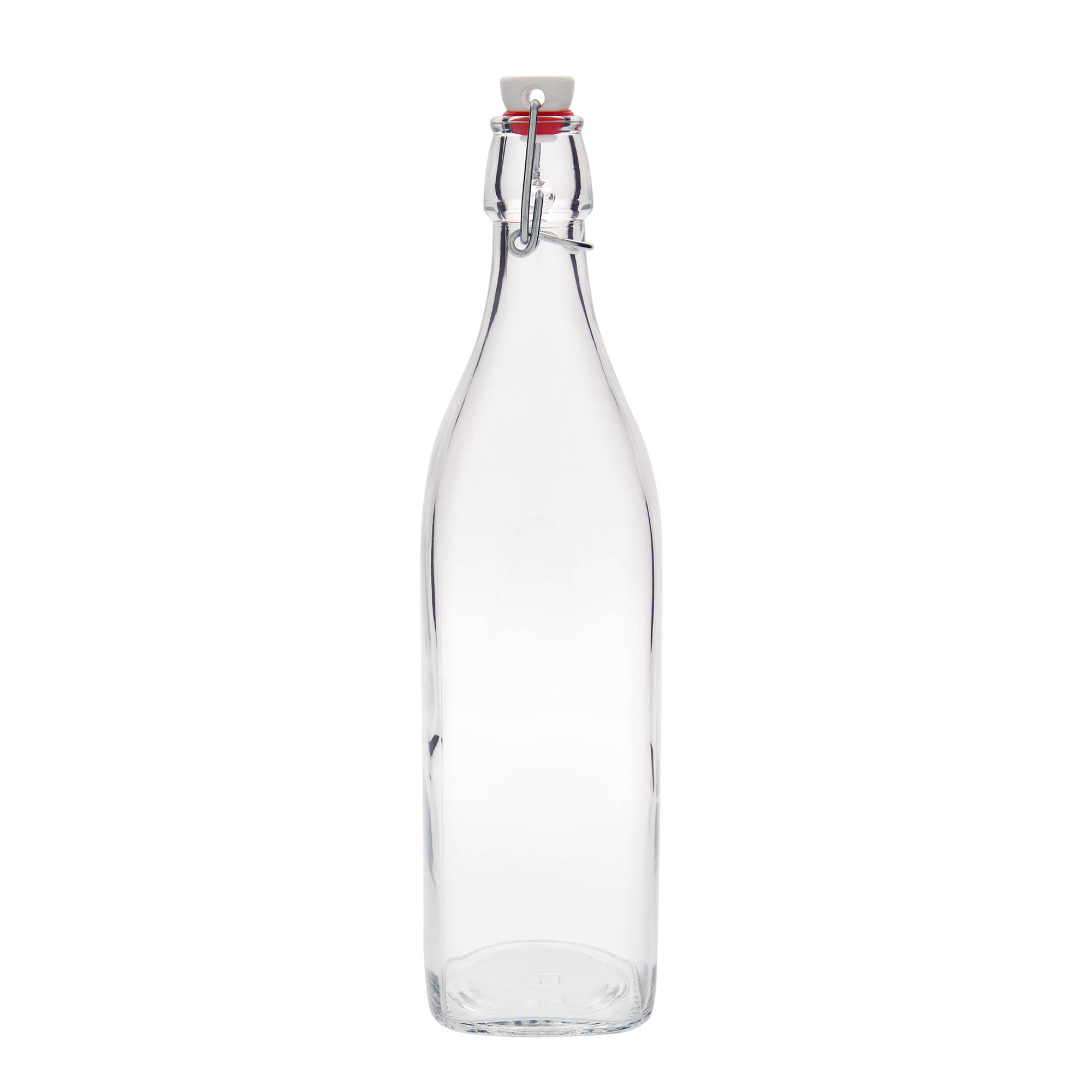 1.000 ml Glasflasche 'Swing', quadratisch, Mündung: Bügelverschluss 1.000 ml Glasflasche 'Swing', quadratisch, Mündung: Bügelverschluss