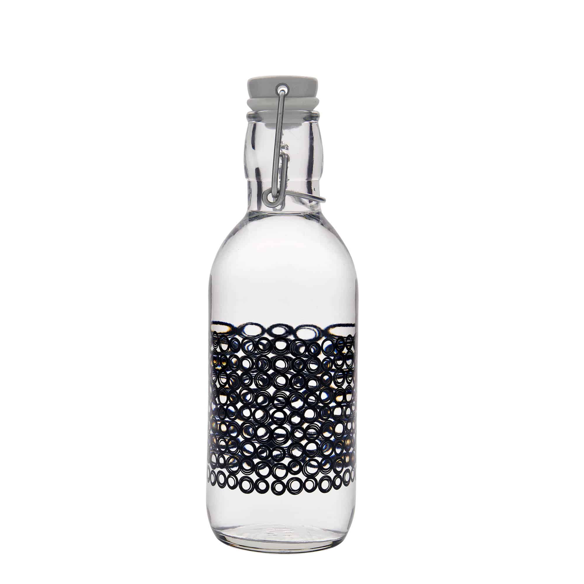 500 ml Glasflasche 'Emilia', Motiv: Circola nero, Mündung: Bügelverschluss 500 ml Glasflasche 'Emilia', Motiv: Circola nero, Mündung: Bügelverschluss