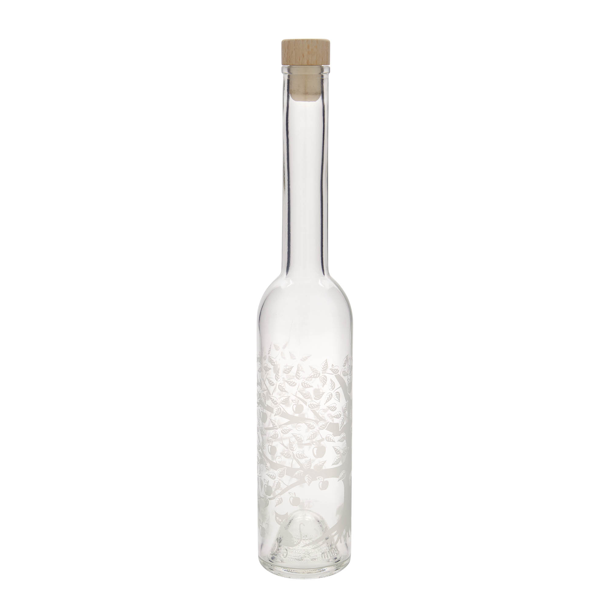 350 ml Glasflasche „Opera“, Motiv: Apfelbaum, Mündung: Kork