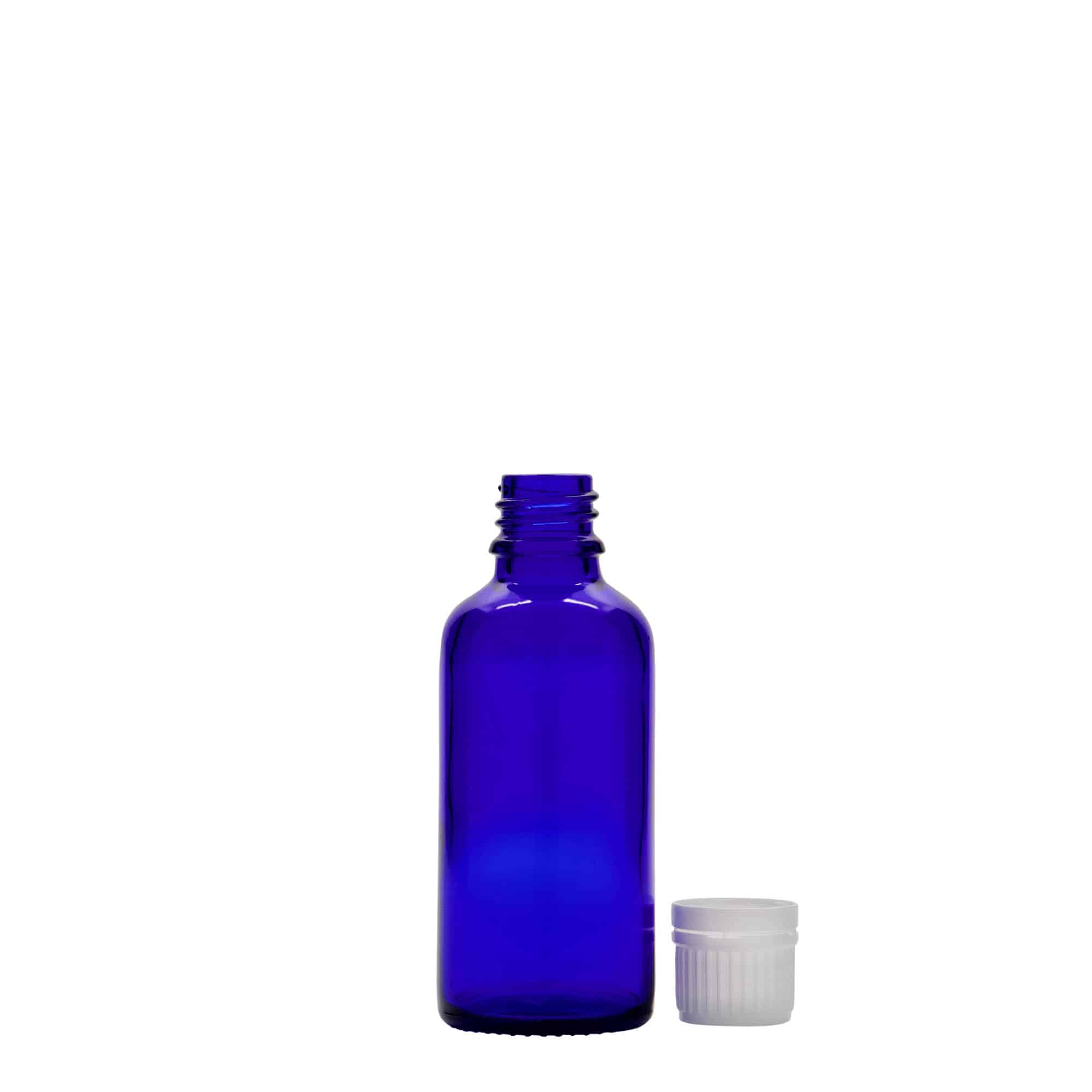 50 ml Medizinflasche, Glas, royalblau, Mündung: DIN 18 50 ml Medizinflasche, Glas, royalblau, Mündung: DIN 18