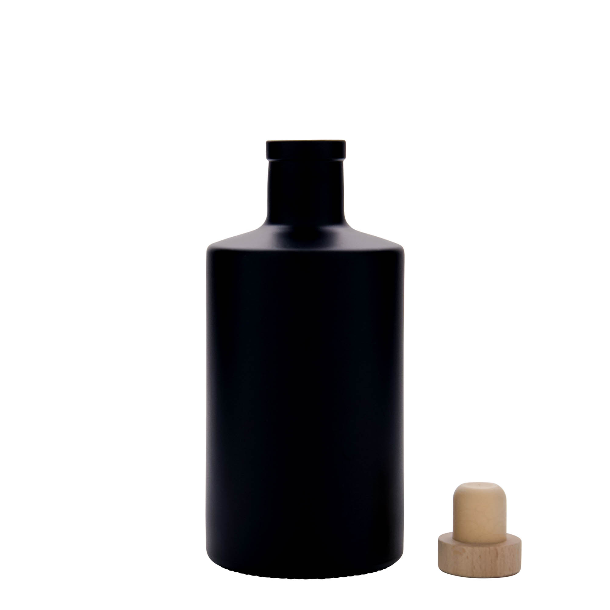 500 ml Glasflasche „Caroline“, schwarz, Mündung: Kork 500 ml Glasflasche „Caroline“, schwarz, Mündung: Kork