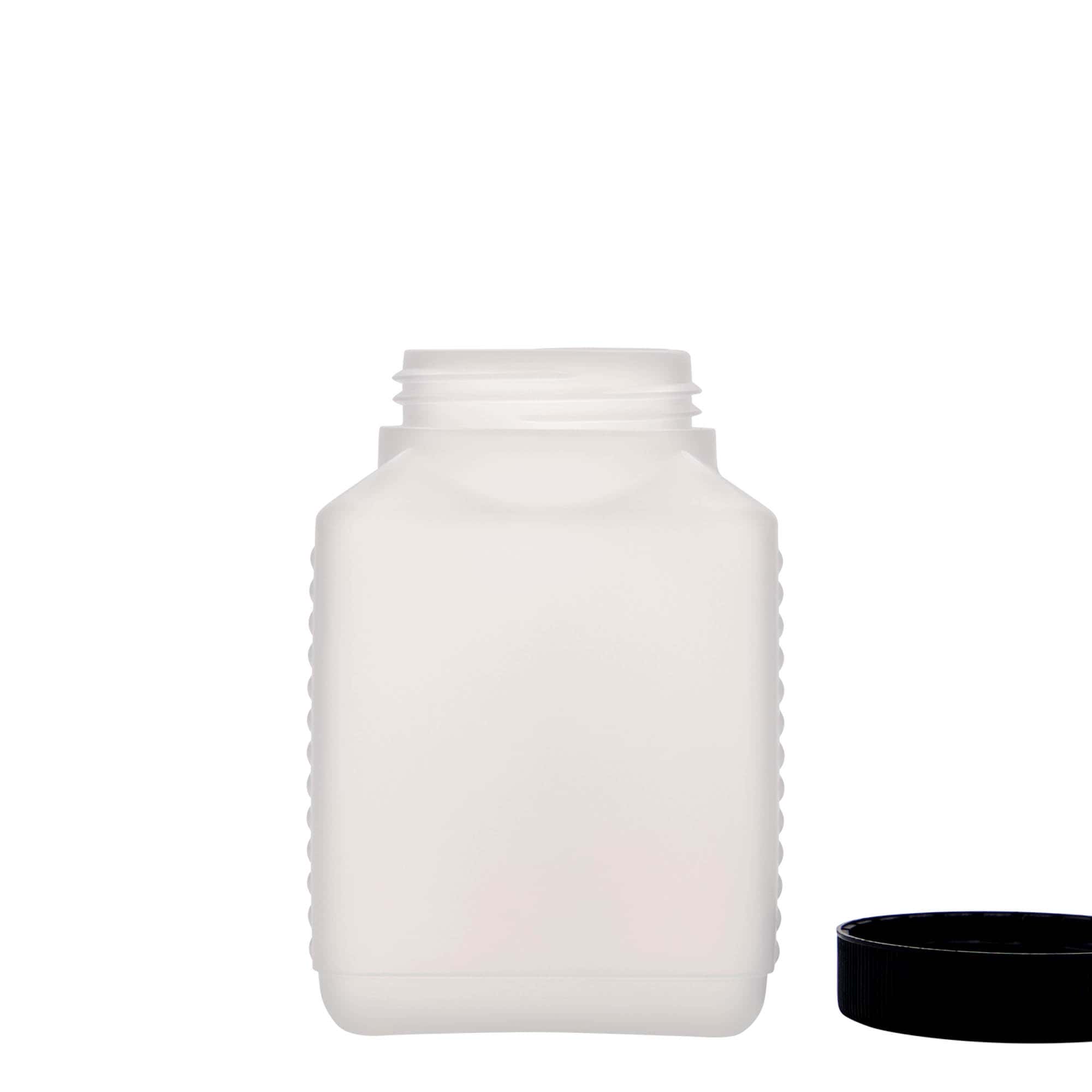 500 ml Weithalsflasche, rechteckig, HDPE-Kunststoff, natur, Mündung: DIN 60 EPE