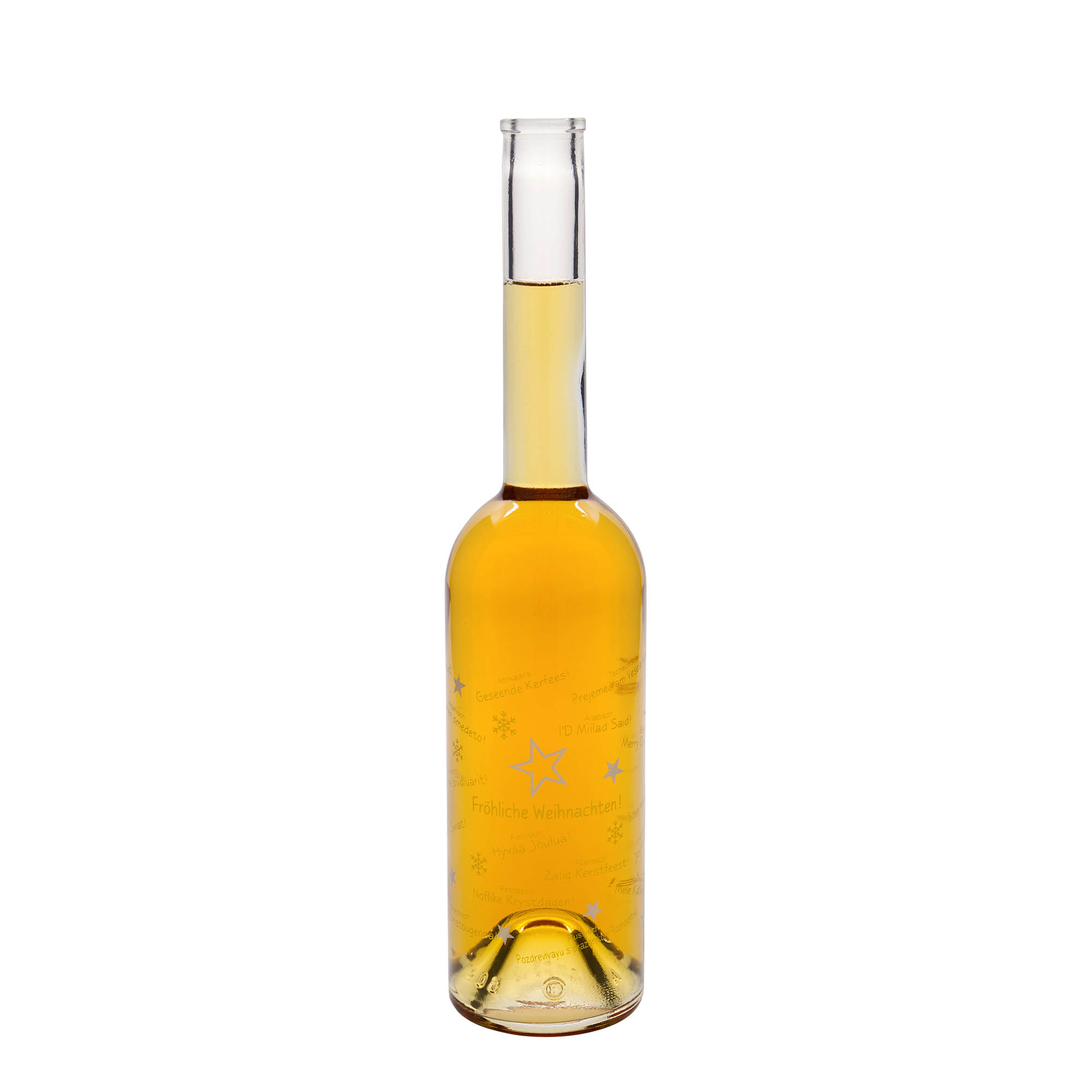 500 ml Glasflasche „Opera“, Motiv: Weihnachten in der Welt, Mündung: Kork