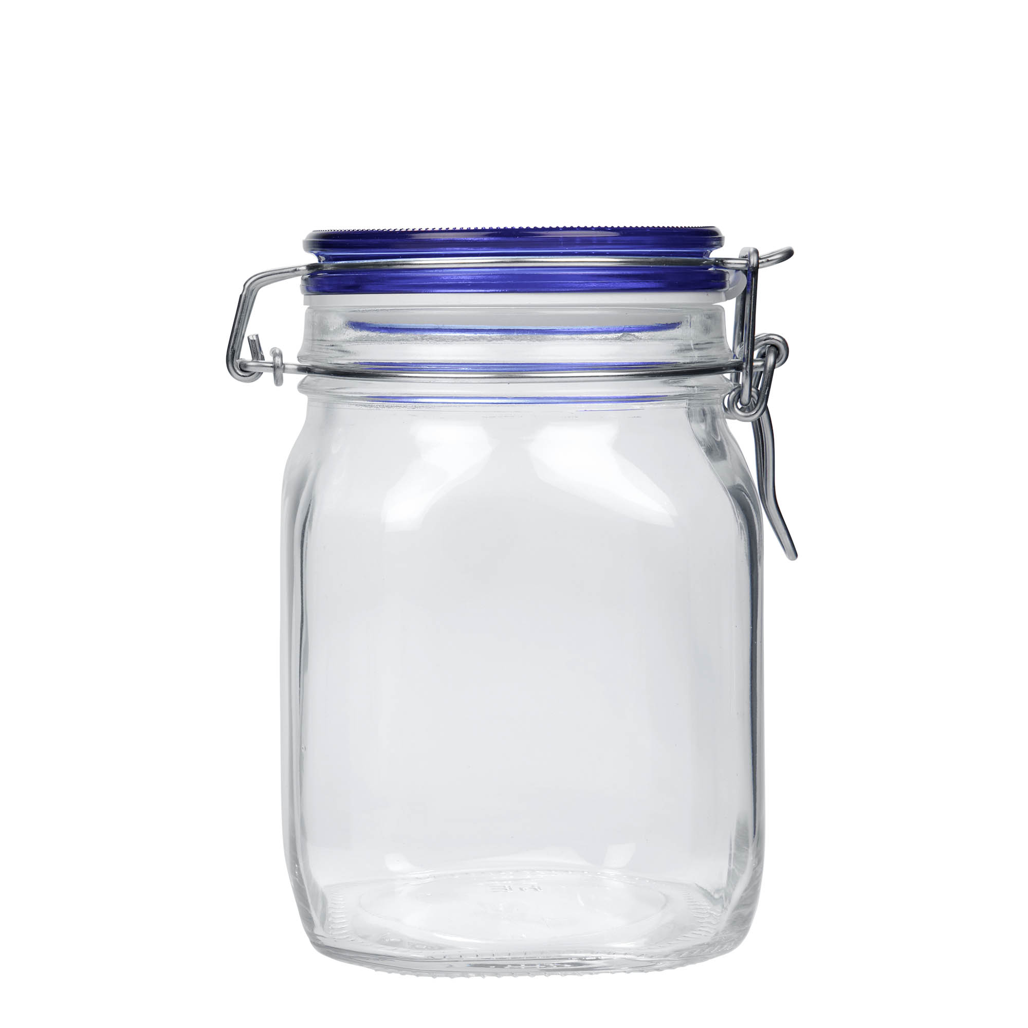 1.000 ml Drahtbügelglas 'Fido' Blue Top, quadratisch, Mündung: Drahtbügelverschluss 1.000 ml Drahtbügelglas 'Fido' Blue Top, quadratisch, Mündung: Drahtbügelverschluss