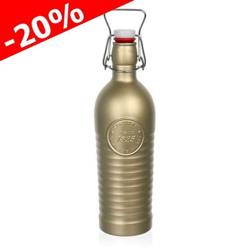 1.200 ml Glasflasche 'Officina 1825', gold, Mündung: Bügelverschluss