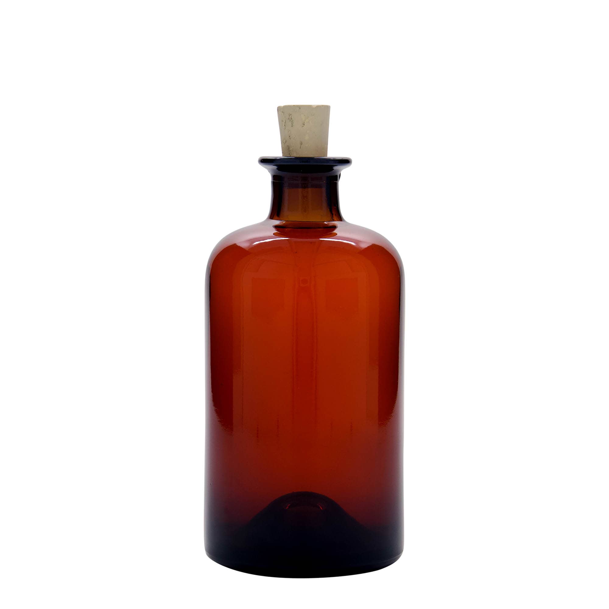 500 ml Glasflasche Apotheker, braun, Mündung: Kork