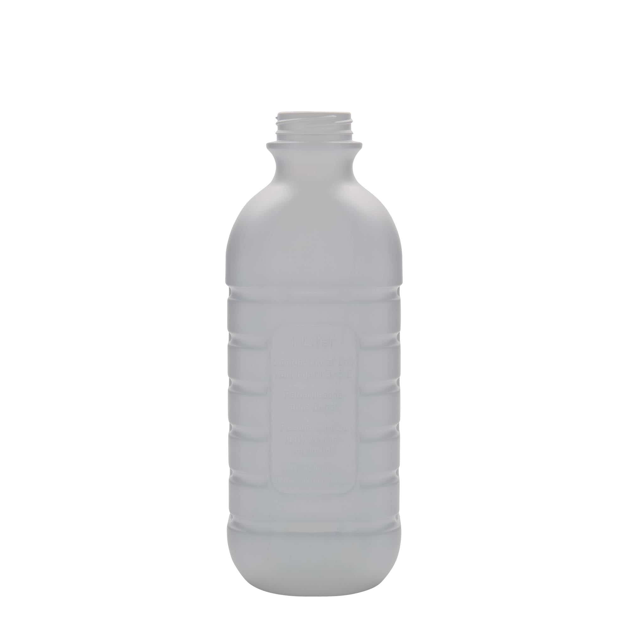 1.000 ml Milchflasche, rechteckig, HDPE-Kunststoff, weiß, Mündung: PEHD40