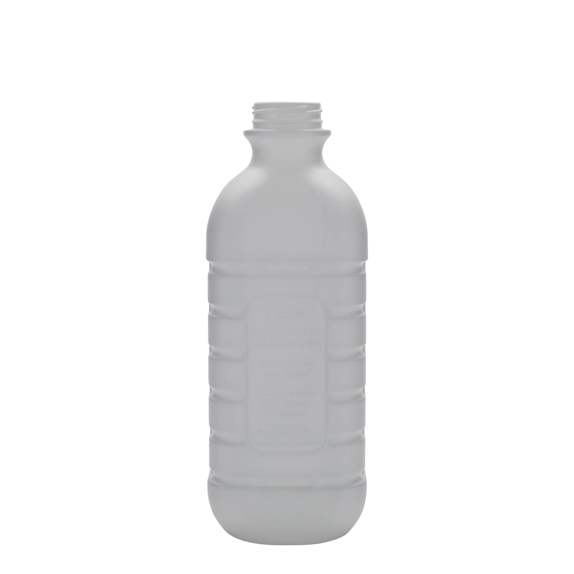 1.000 ml Milchflasche, rechteckig, HDPE-Kunststoff, weiß, Mündung: PEHD40