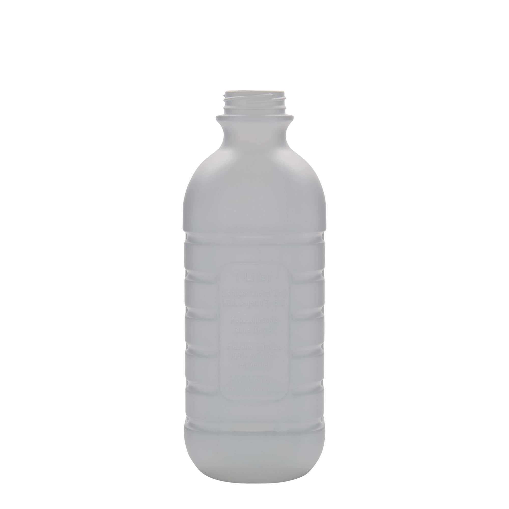 1.000 ml Milchflasche, rechteckig, HDPE-Kunststoff, weiß, Mündung: PEHD40