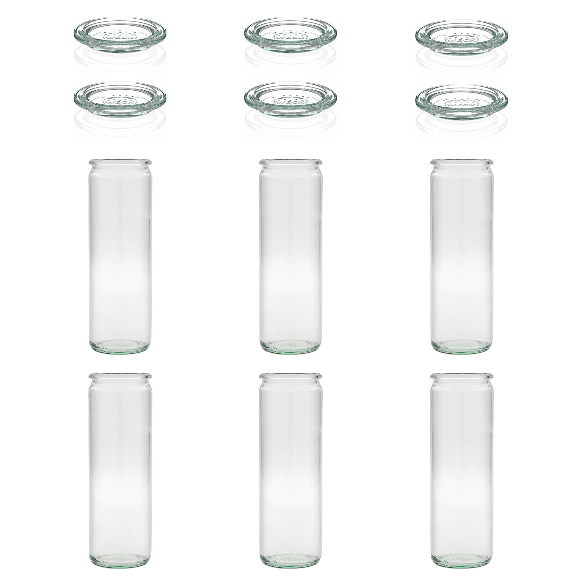 6x 600 ml WECK-Zylinderglas mit Glasdeckel RR 60