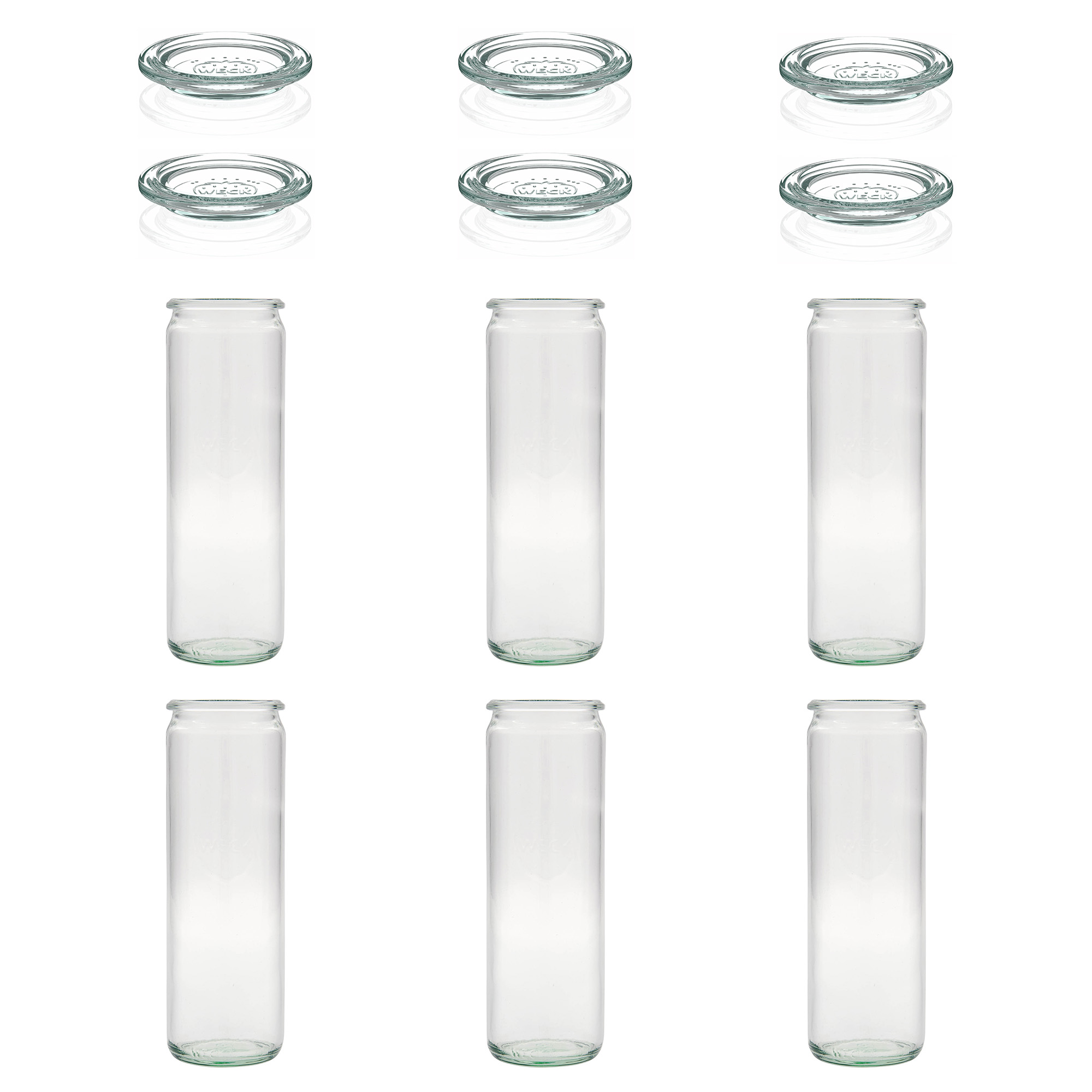 6x 600 ml WECK-Zylinderglas mit Glasdeckel RR 60