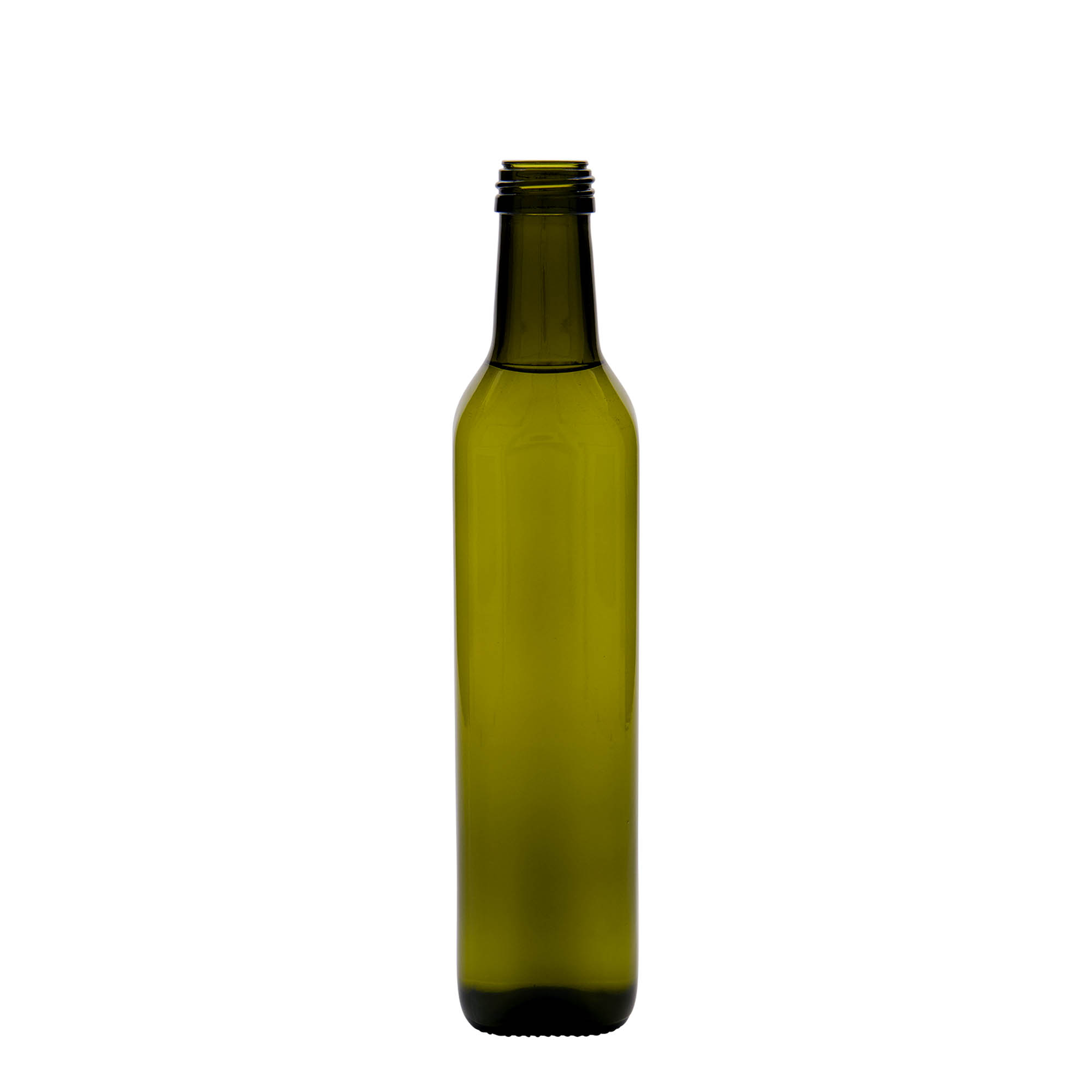 500 ml Glasflasche „Marasca“, quadratisch, antikgrün, Mündung: PP 31,5