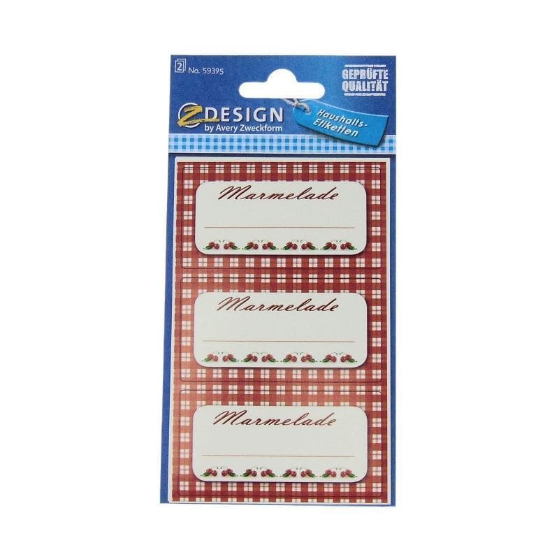 Zweckform Etiketten „Marmelade kariert“, rechteckig, Papier, rot