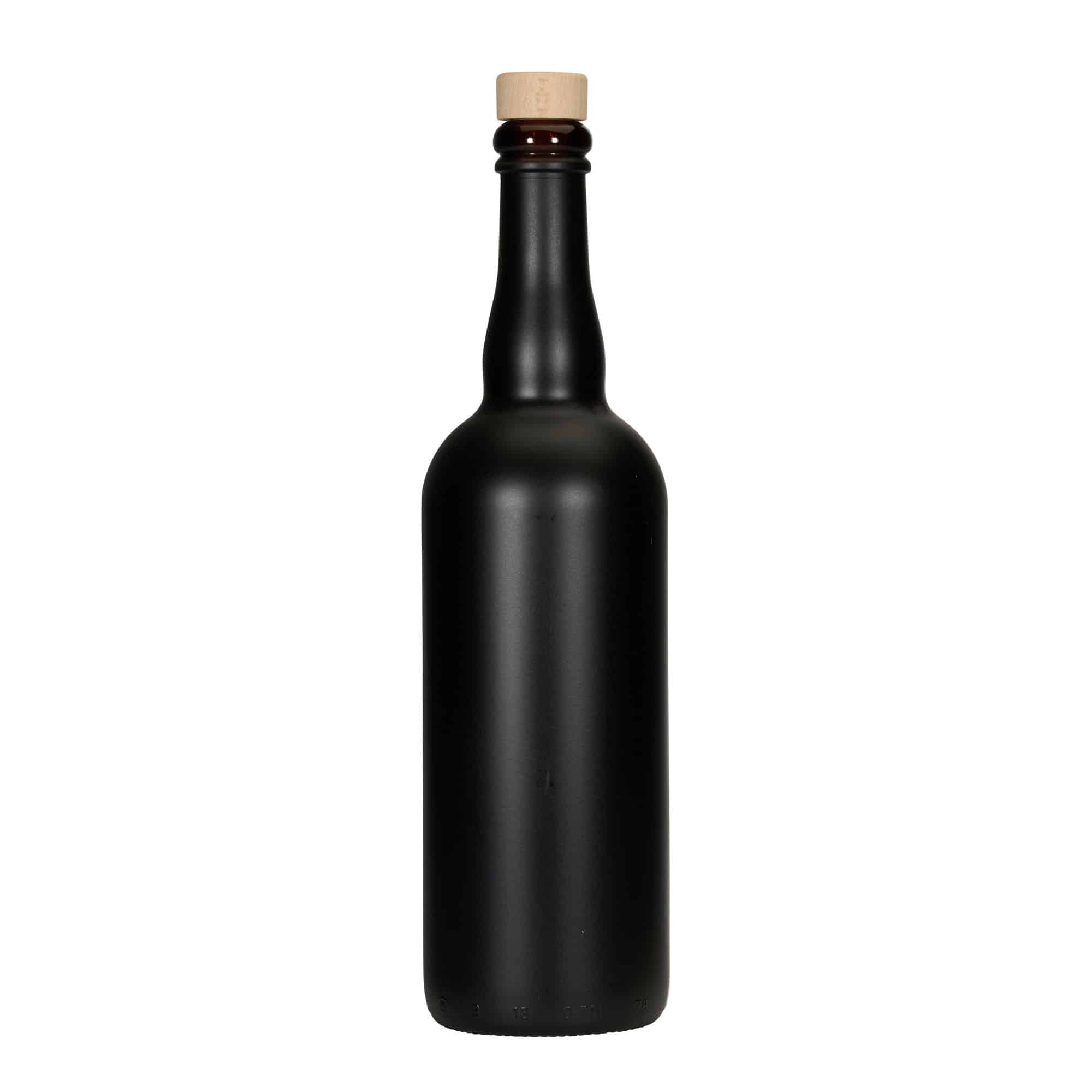 750 ml Bierflasche Belgien, Glas, schwarz, Mündung: Kork