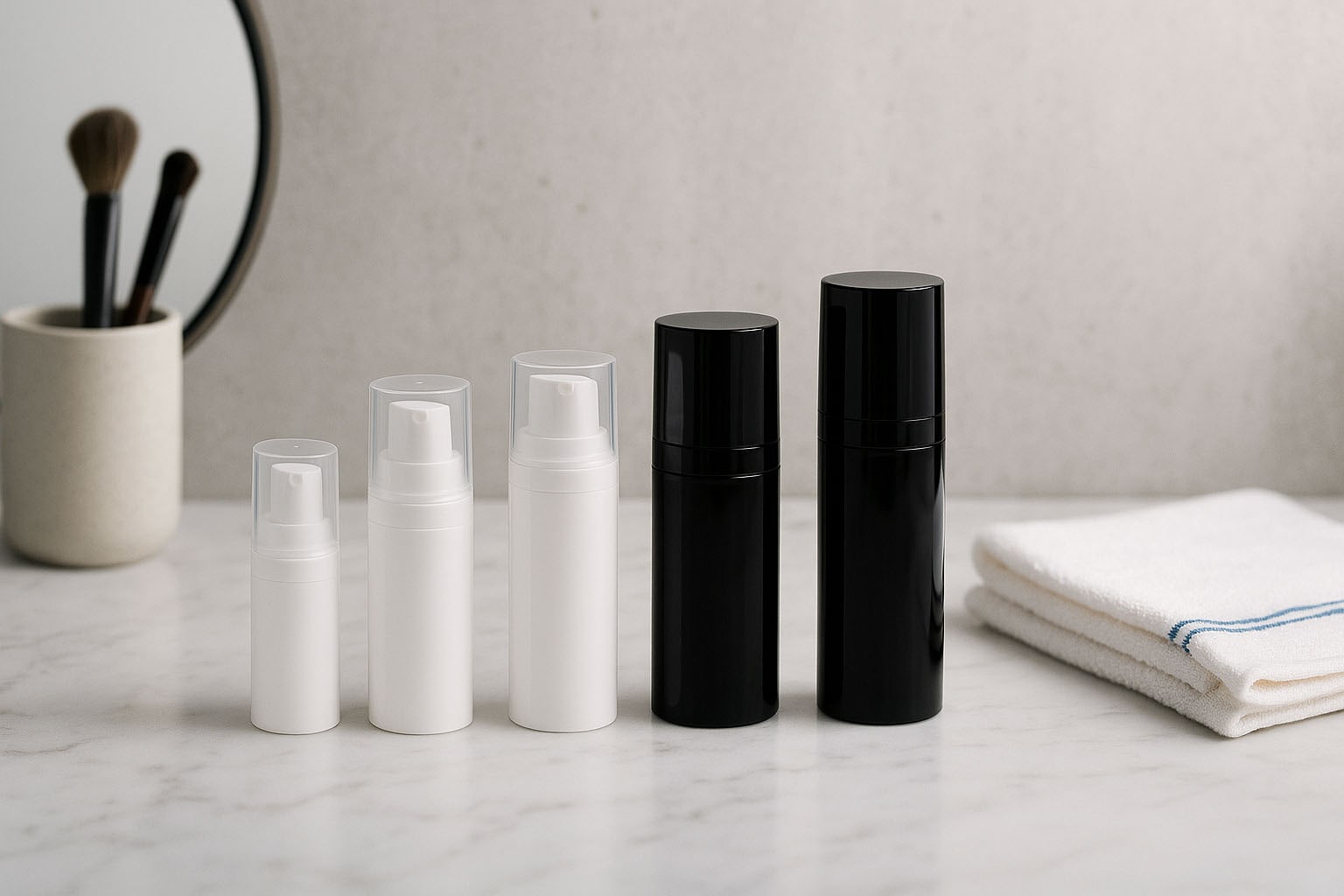 Airless Kopf Micro Goldrand + weiß, glänzende Steckkappe