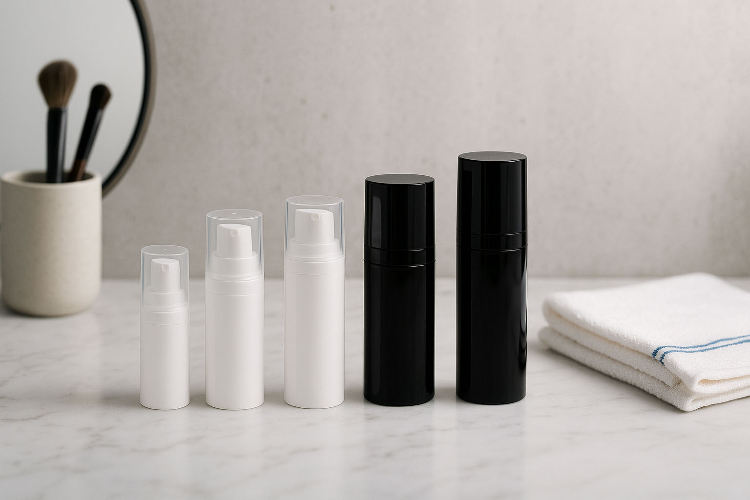 Airless Kopf Micro Goldrand + weiß, glänzende Steckkappe Airless Kopf Micro Goldrand + weiß, glänzende Steckkappe