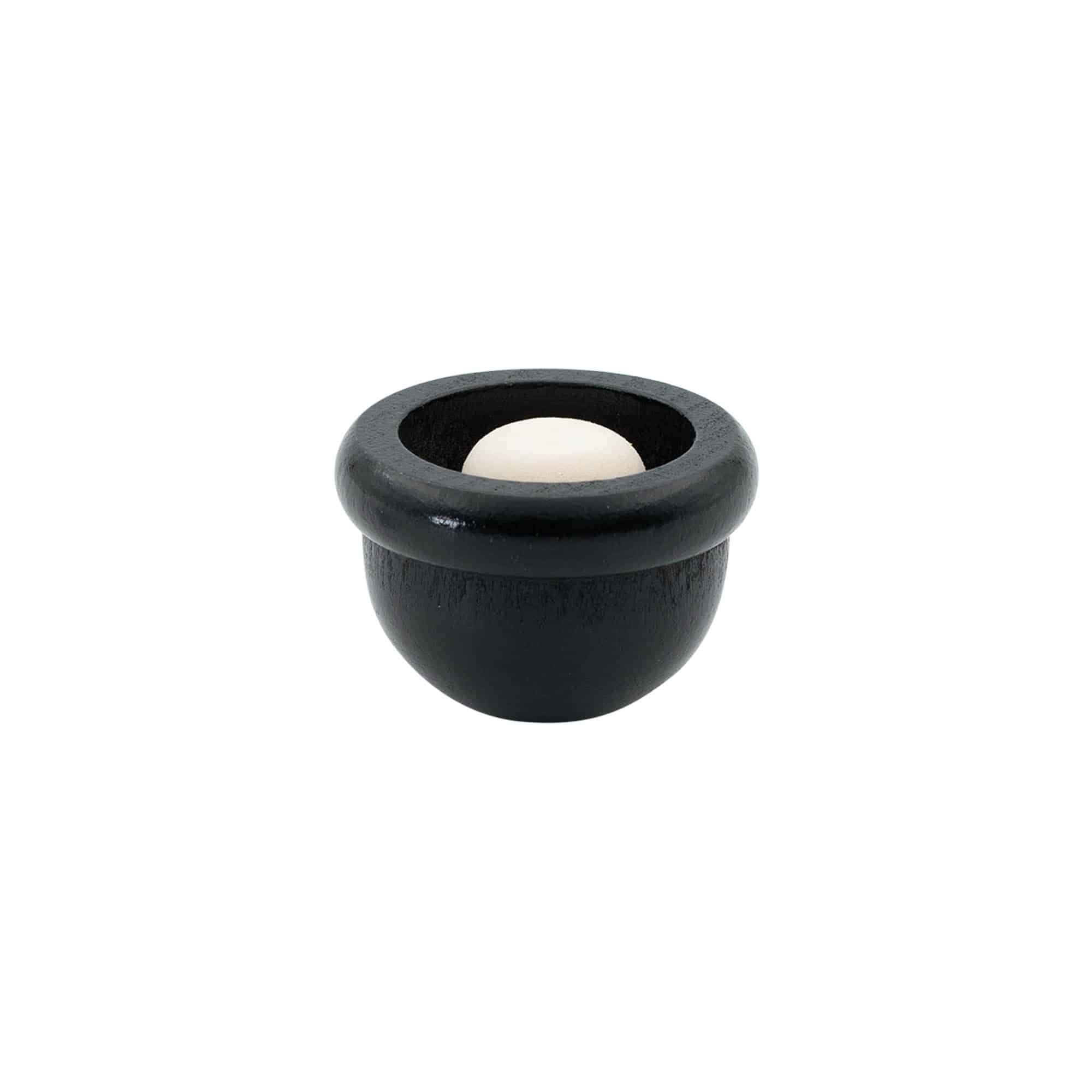 Griffkorken 19 mm "Melone", Holz/PE, schwarz, für Mündung: Kork