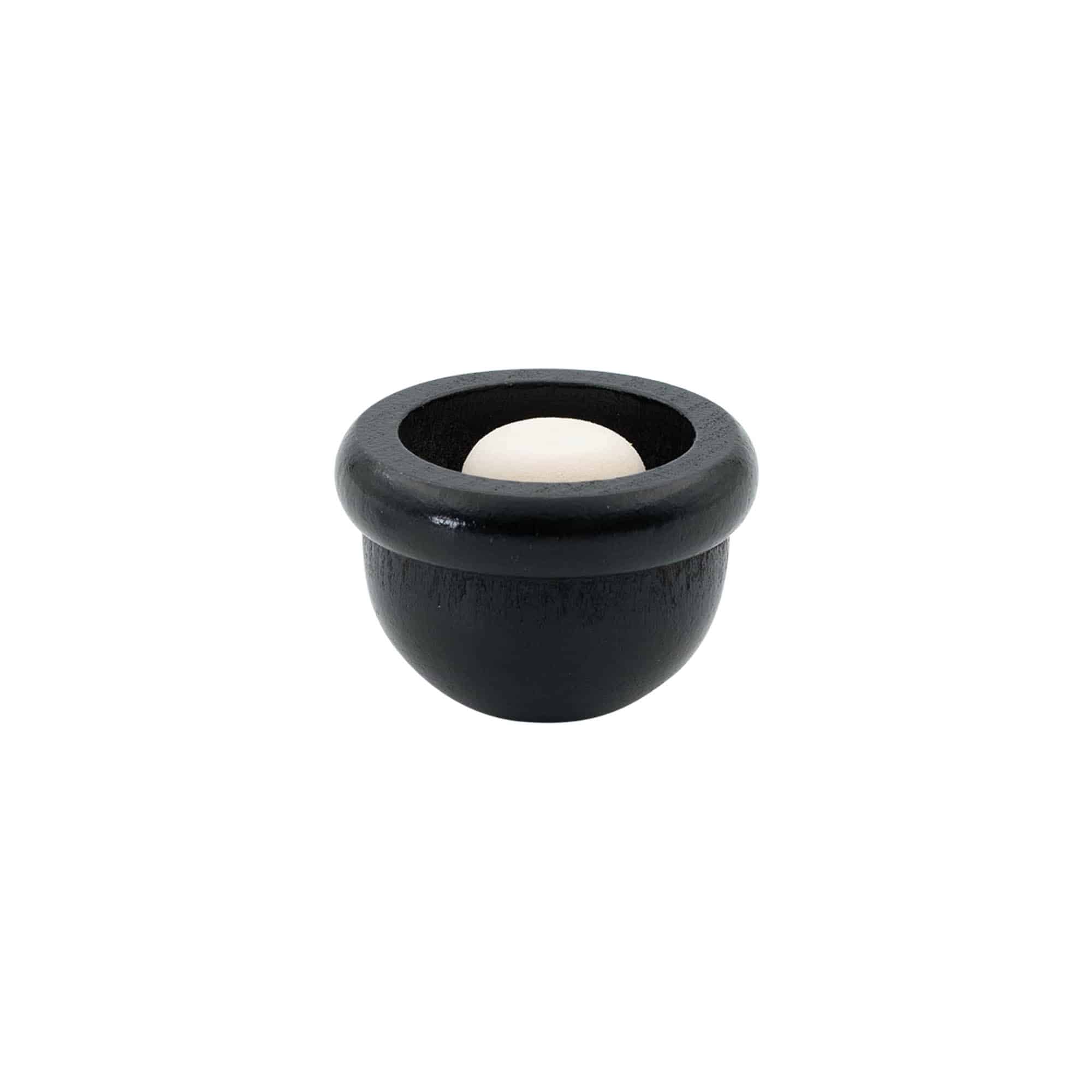 Griffkorken 19 mm "Melone", Holz/PE, schwarz, für Mündung: Kork