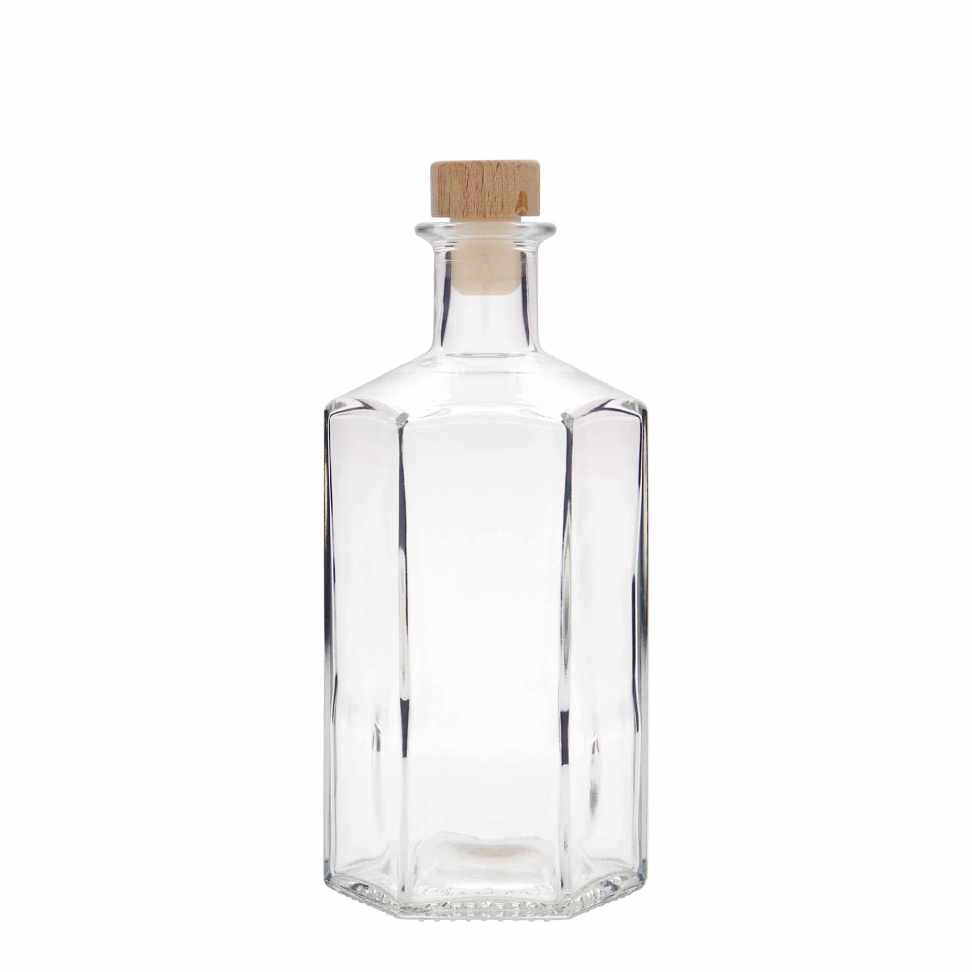 500 ml Glasflasche Apotheker 'Jimmy', sechseckig, Mündung: Kork