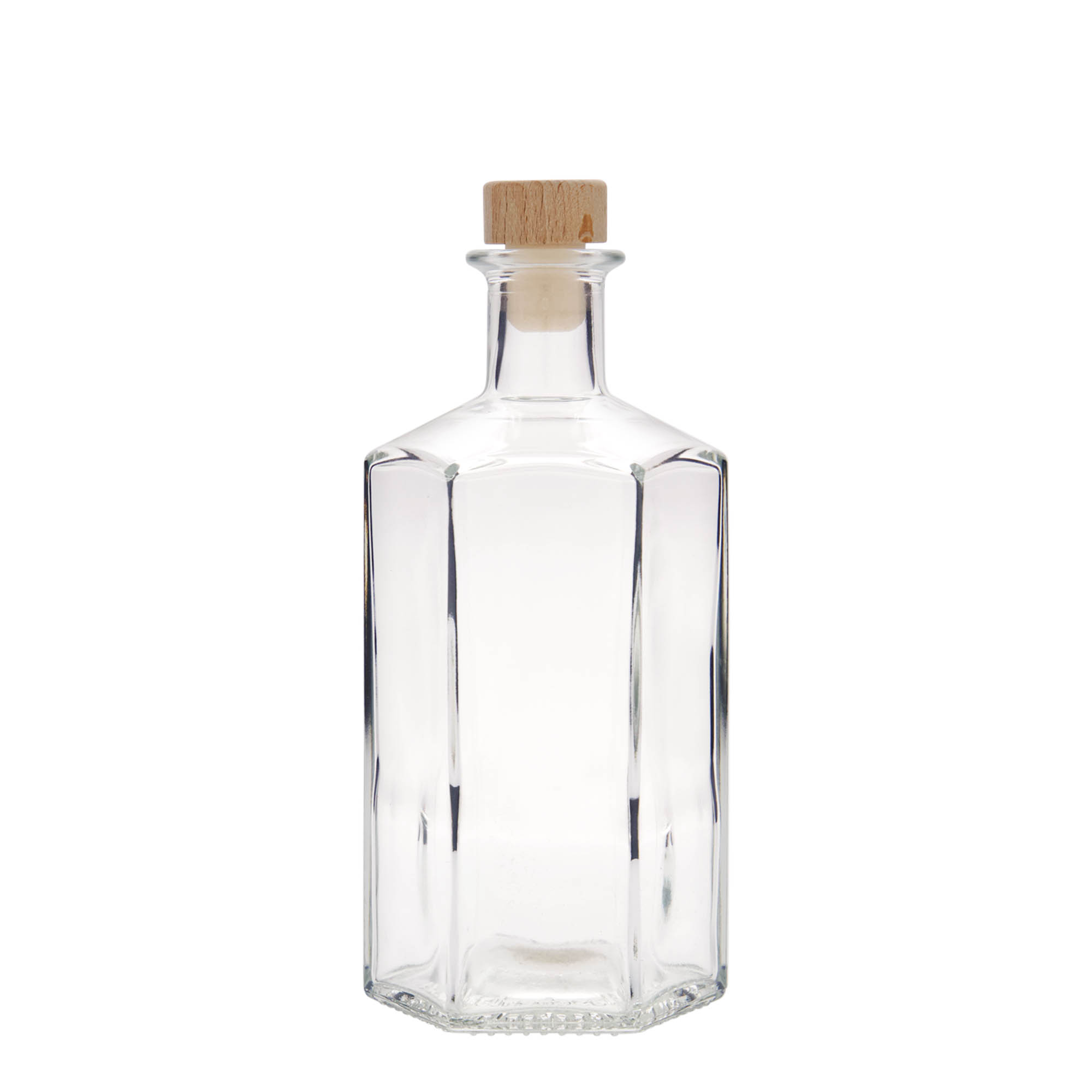 500 ml Glasflasche Apotheker „Jimmy“, sechseckig, Mündung: Kork