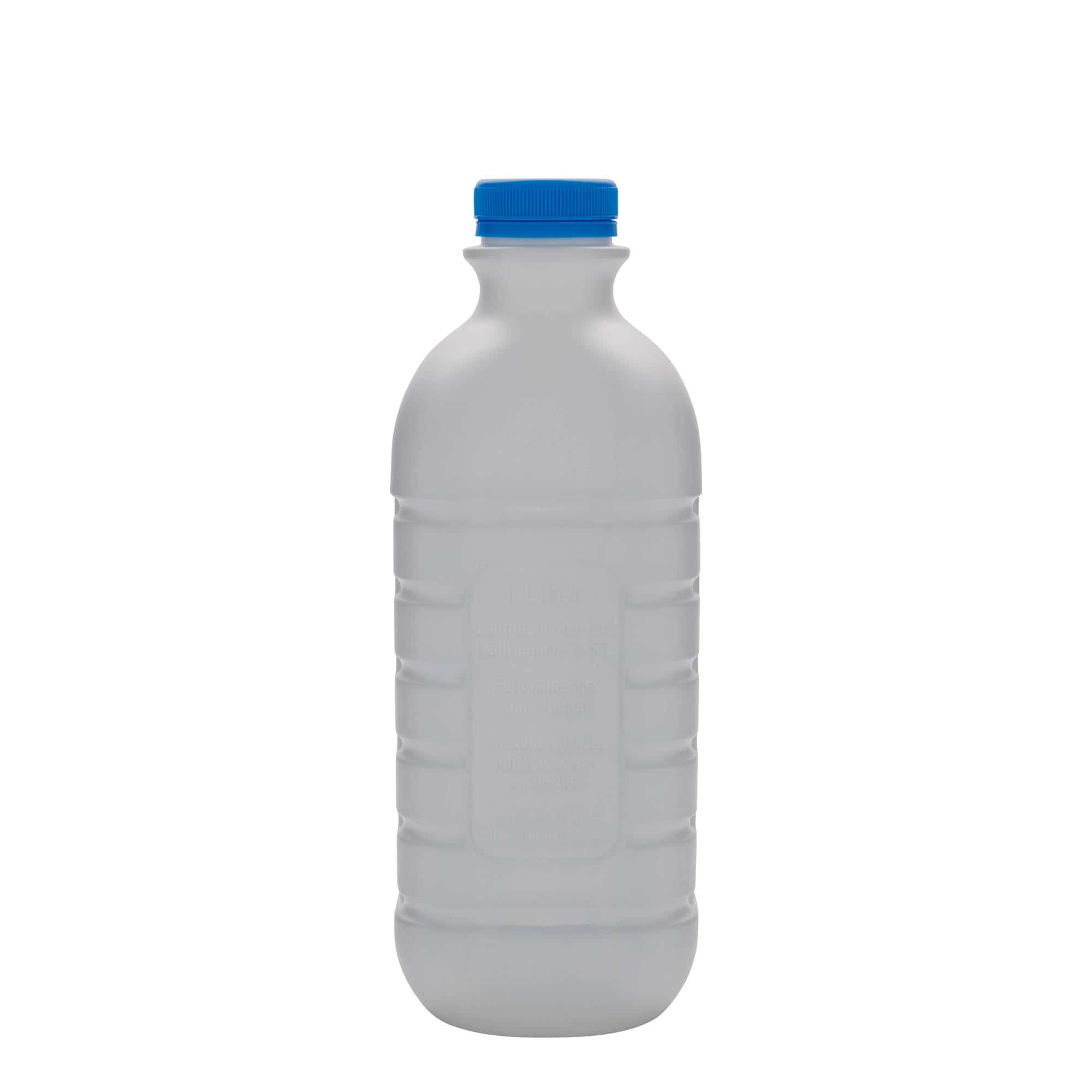 1.000 ml Milchflasche, rechteckig, HDPE-Kunststoff, weiß, Mündung: PEHD40