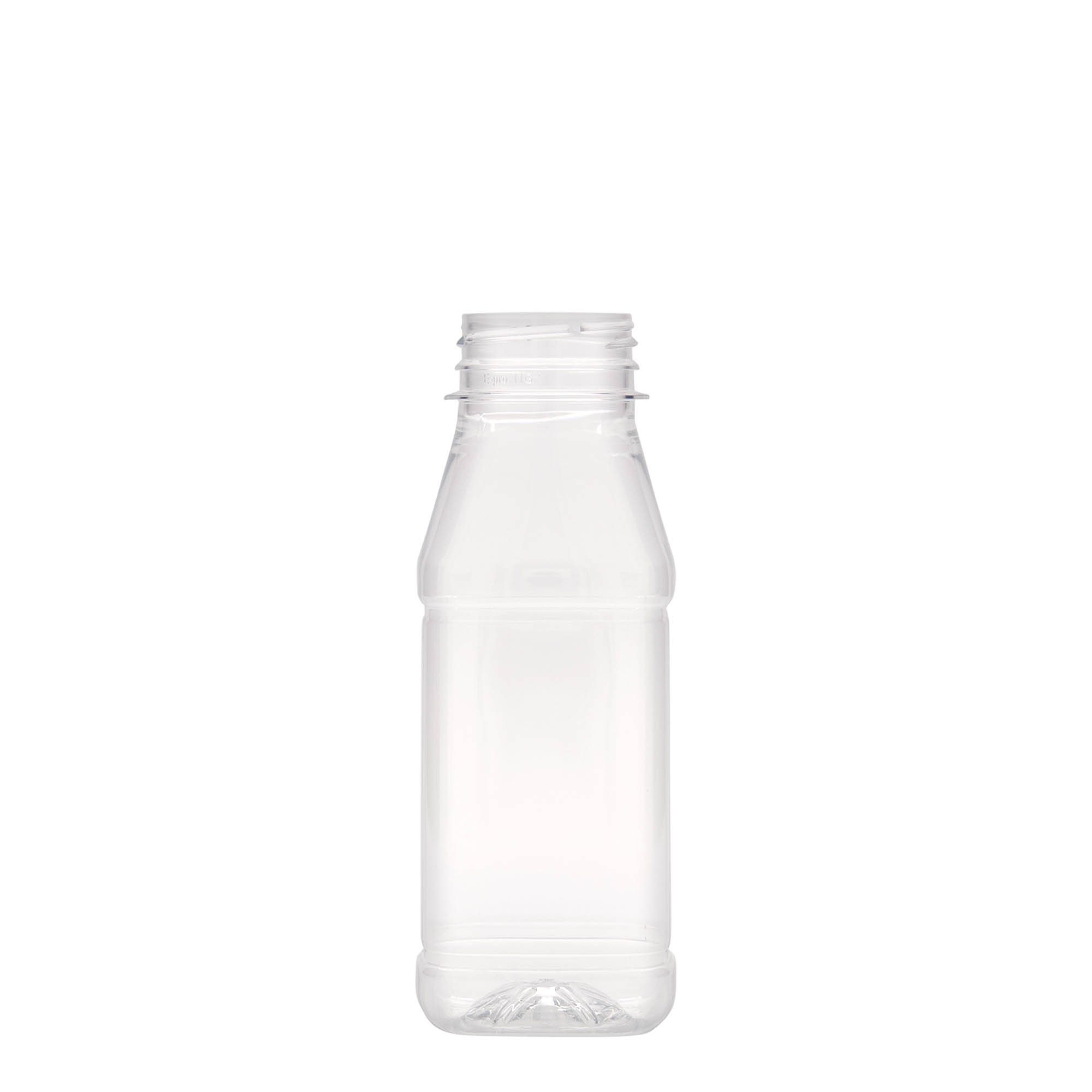 250 ml PET-Flasche 'Milk and Juice Carré', quadratisch, Kunststoff, Mündung: 38 mm