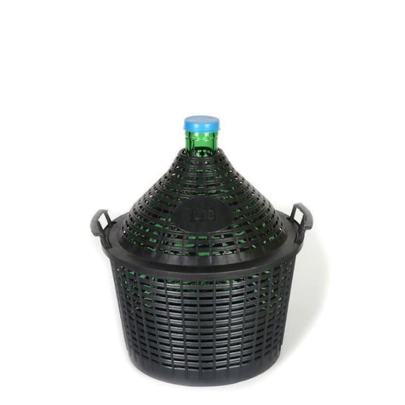 10 l Ballonflasche Enghals, Glas, grün, Mündung: Stülpdeckel