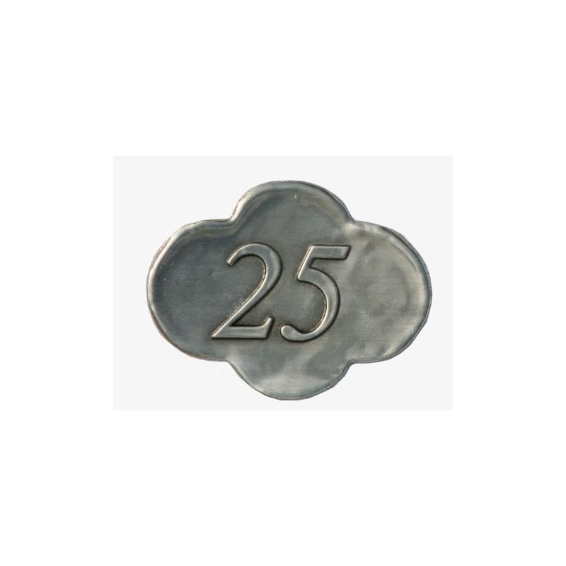 Zinnetikett '25', Metall, silber