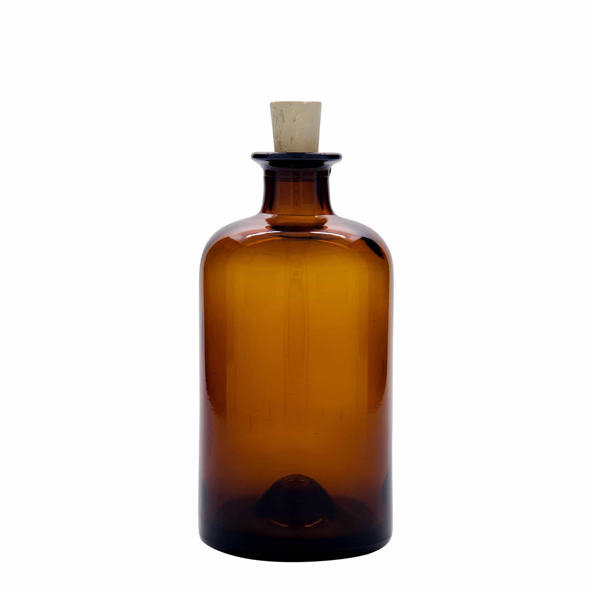 500 ml Glasflasche Apotheker, braun, Mündung: Kork
