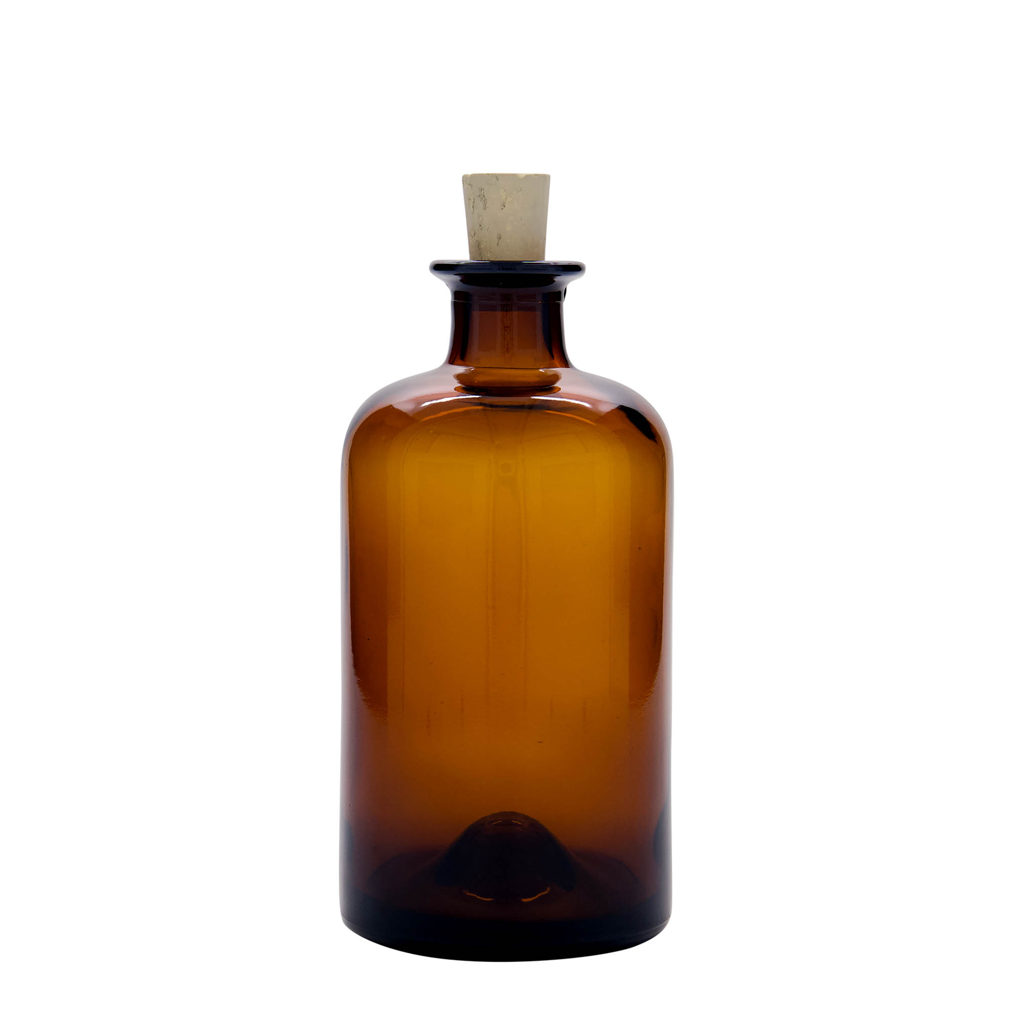 500 ml Glasflasche Apotheker, braun, Mündung: Kork