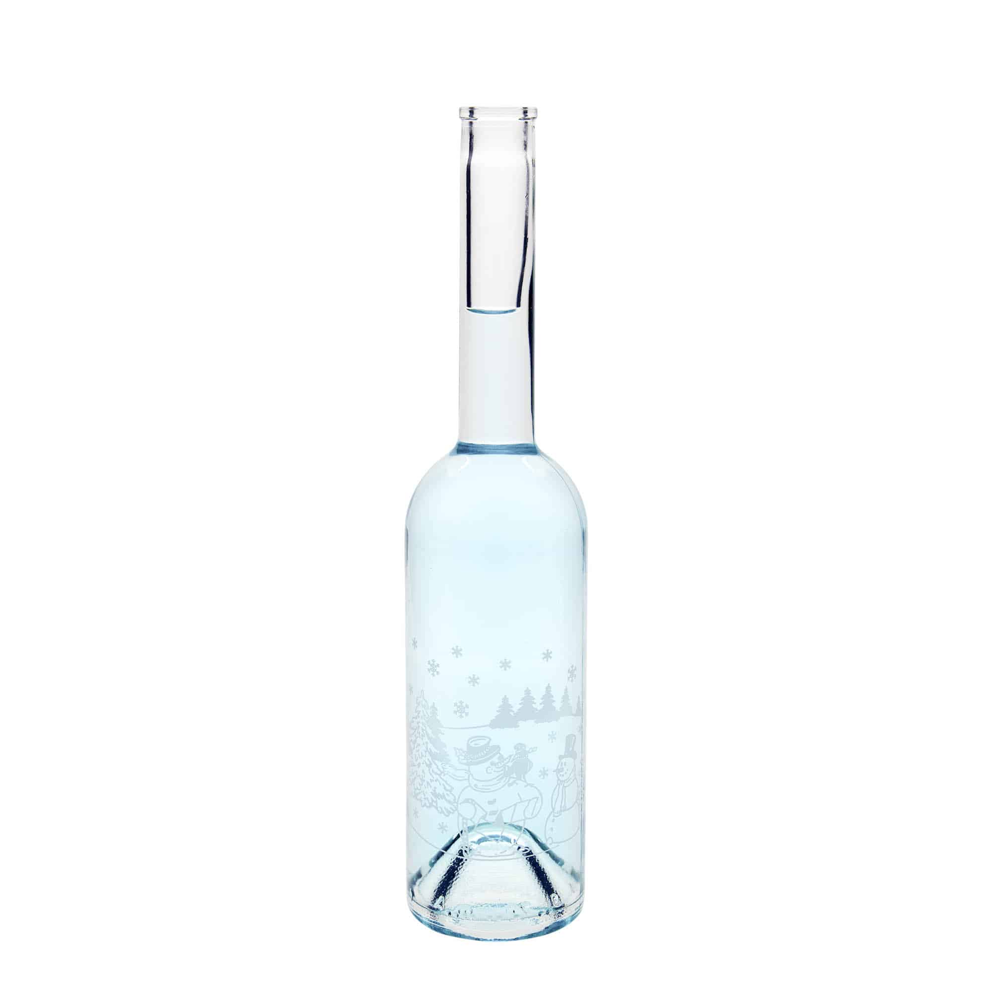 500 ml Glasflasche 'Opera', Motiv: Schneemannflasche, Mündung: Kork 500 ml Glasflasche 'Opera', Motiv: Schneemannflasche, Mündung: Kork