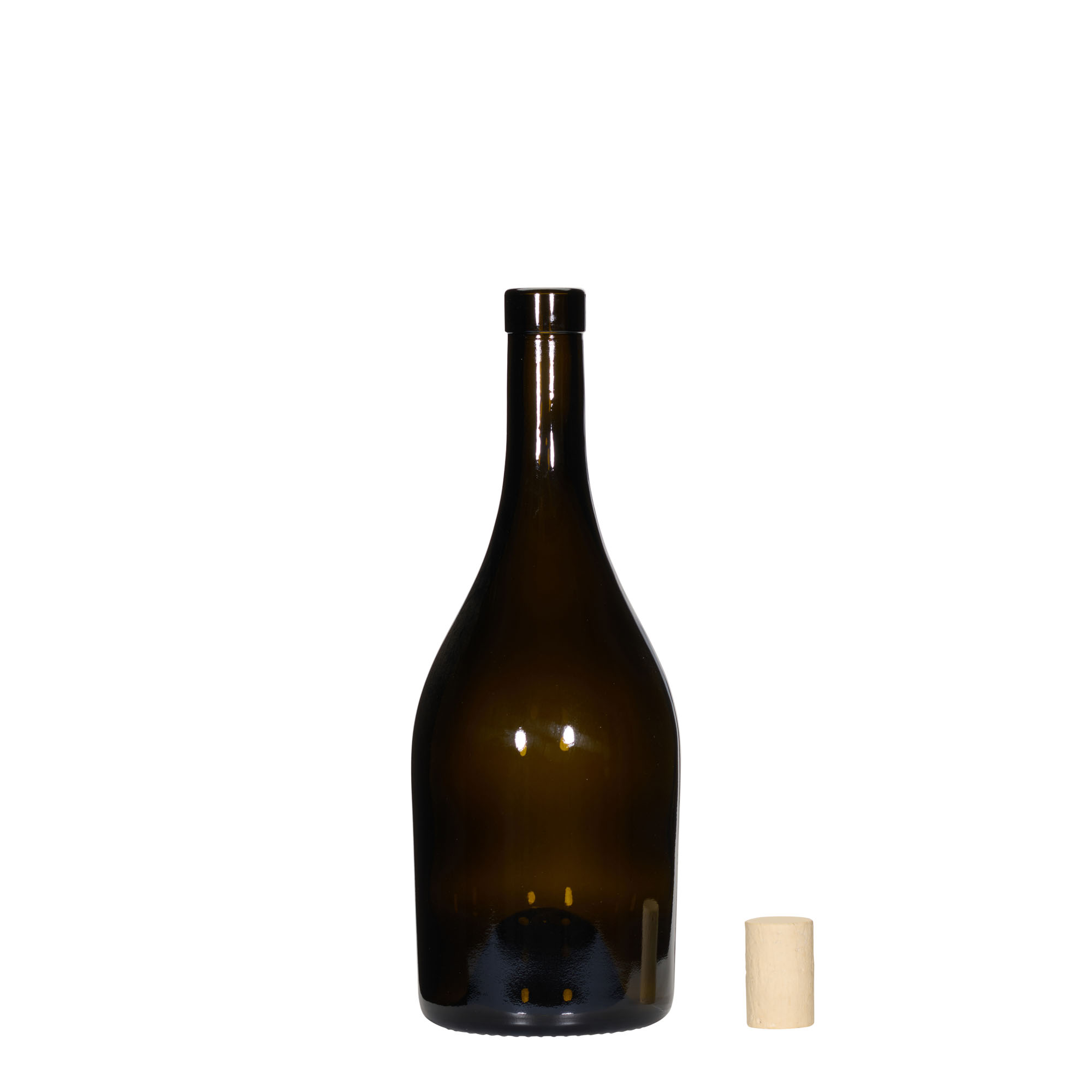 750 ml Weinflasche 'Exclusive', antikgrün, Mündung: Kork 750 ml Weinflasche 'Exclusive', antikgrün, Mündung: Kork